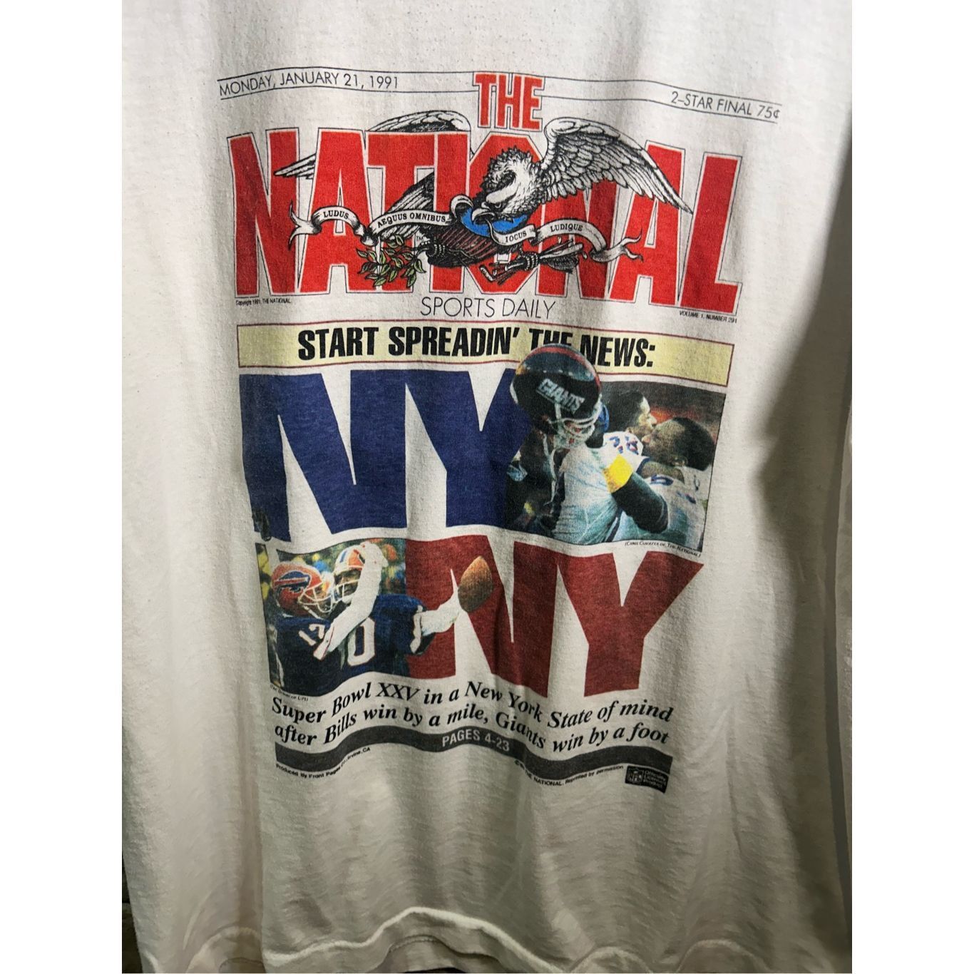 Vintage Vintage 1991 RARE Super Bowl Champions NY Giants Newspaper S Size US L / EU 52-54 / 3 - 5 Thumbnail