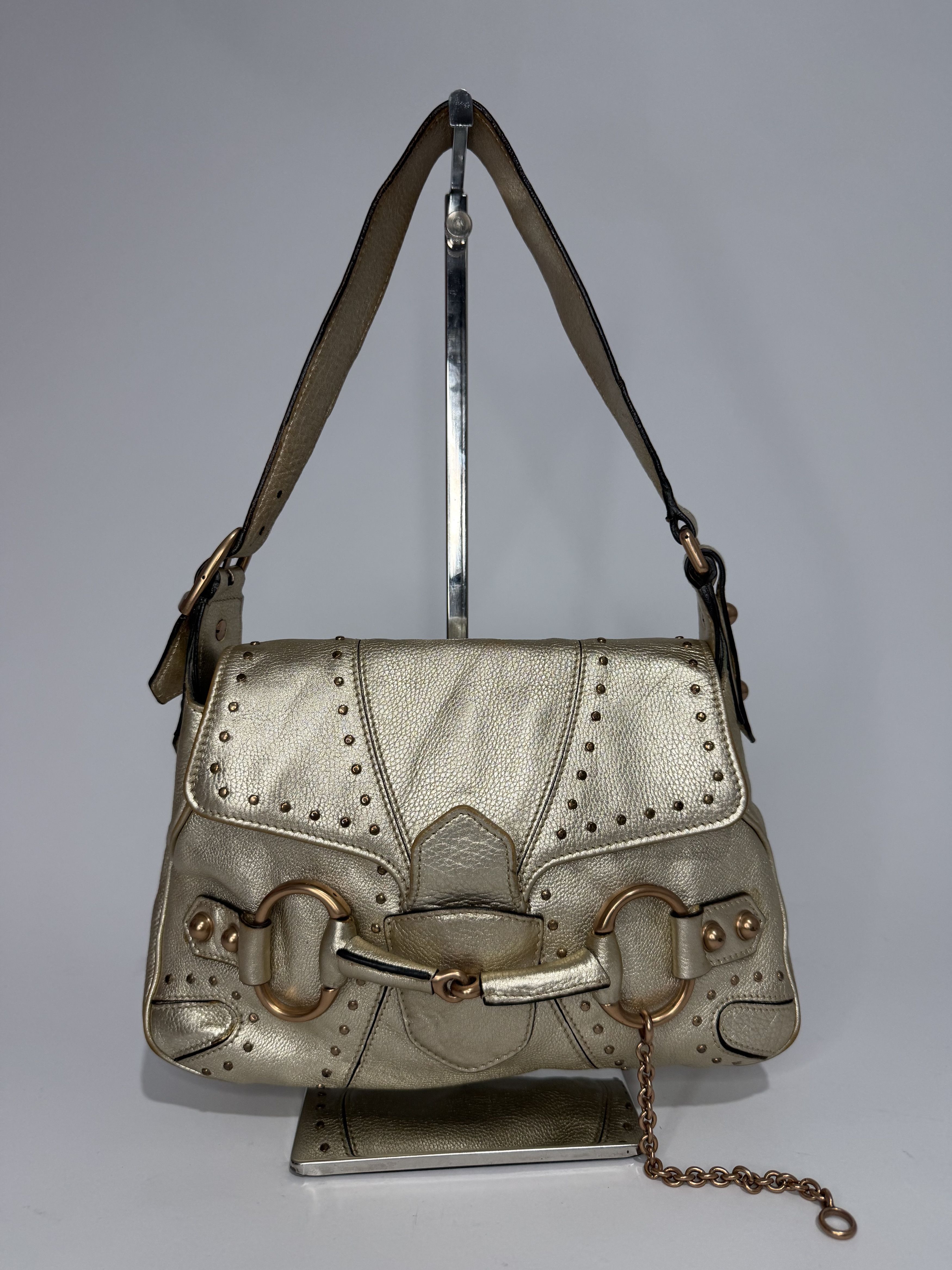 Gucci GUCCI Tom Ford Metallic Calfskin Horsebit Chain Studded Bag Size ONE SIZE - 1 Thumbnail