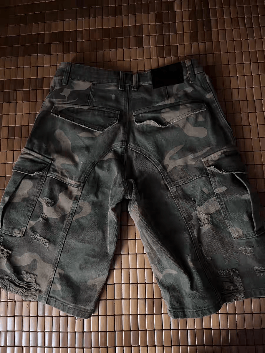 Designer Unisex washed faded dance loose baggy camo shorts Size US 28 / EU 44 - 12 Thumbnail