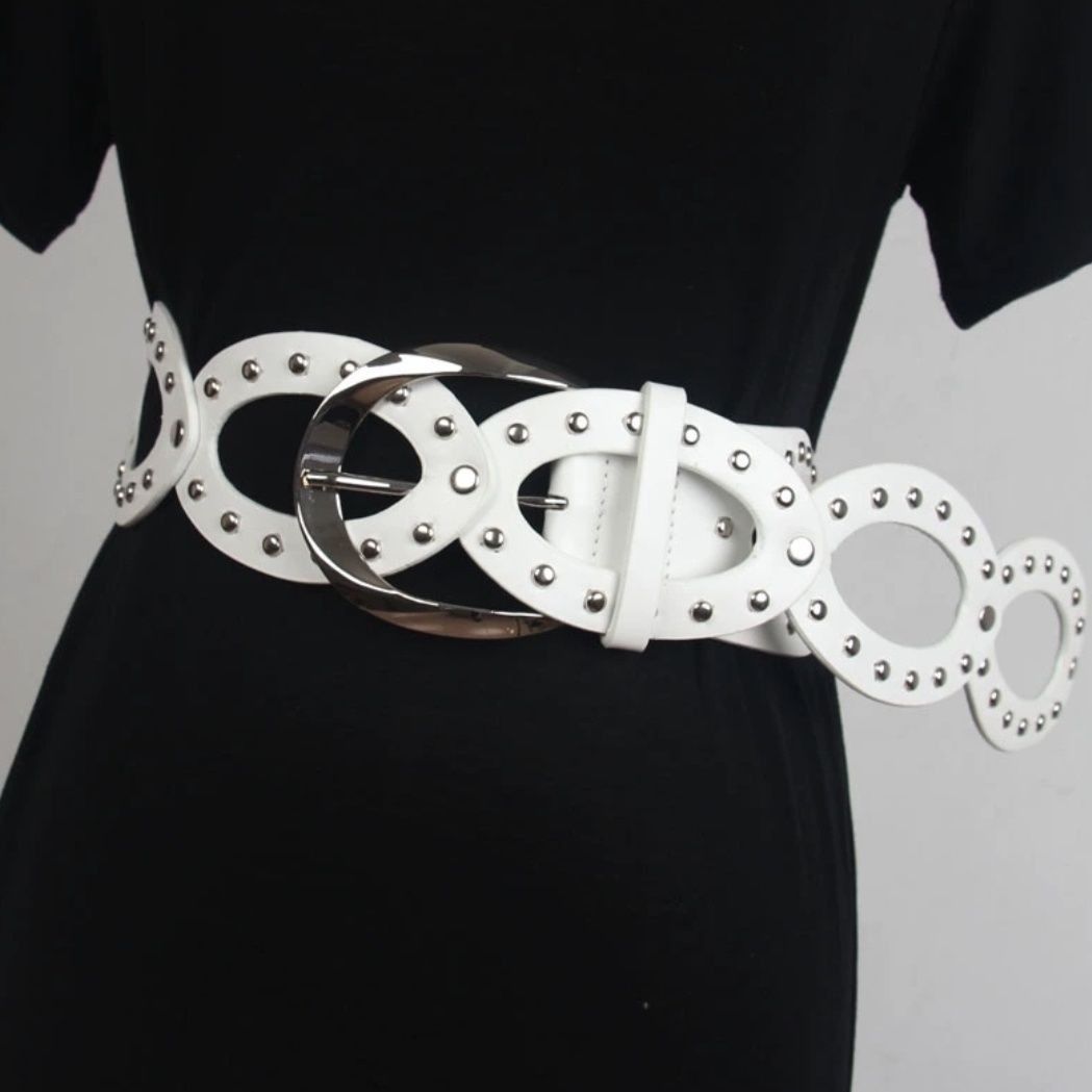 Designer Dark Vintage Belt Riveted Belts Menswear Accessories Size ONE SIZE - 6 Thumbnail