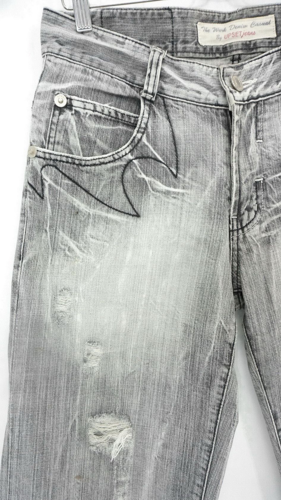 Japanese Brand UPSET Jeans Vintage Distressed Denim Size US 30 / EU 46 - 3 Thumbnail