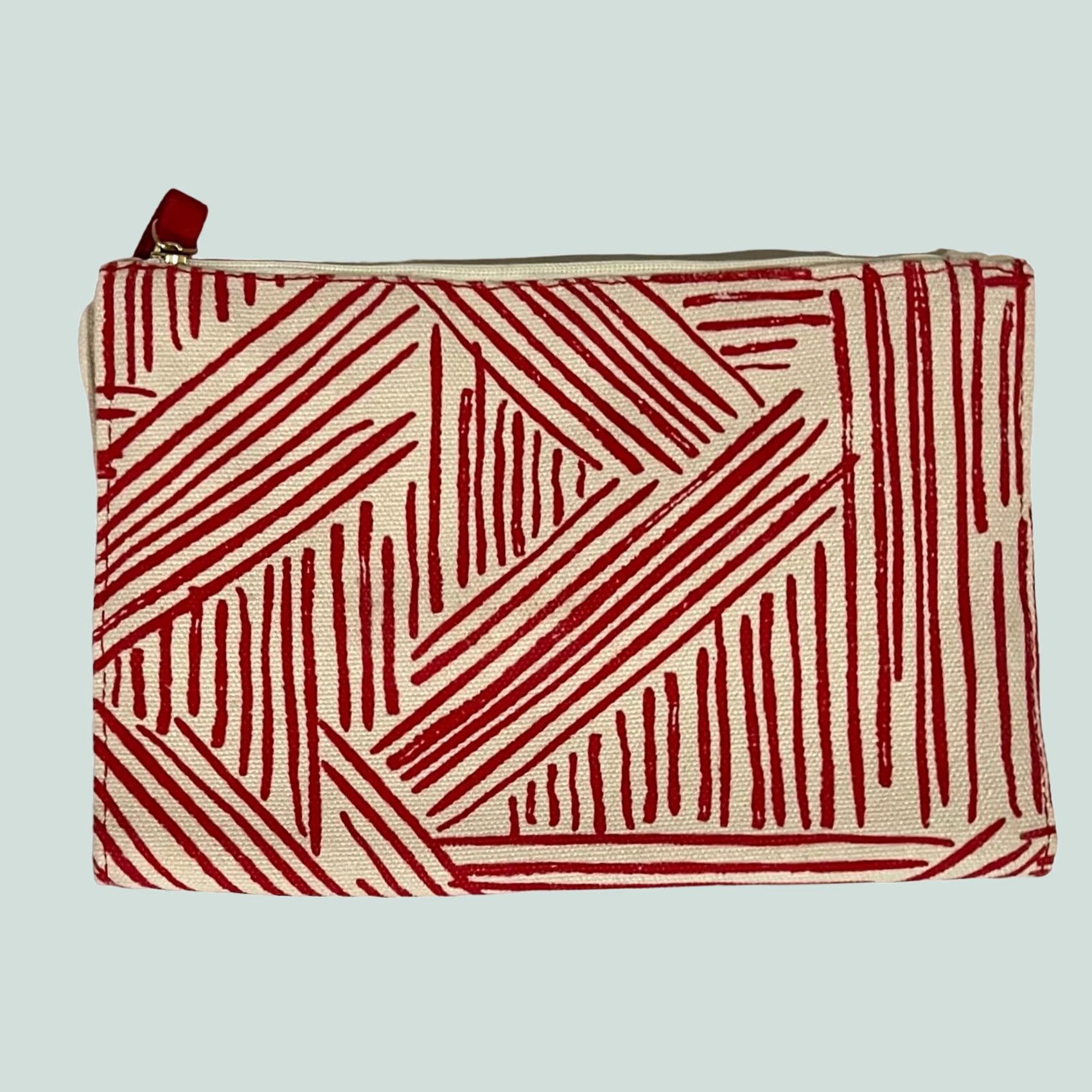 Vintage Mara mi Wallet Pouch Organizer Red Beige Canvas Bi-Fold Zipper Purse Size ONE SIZE - 1 Thumbnail