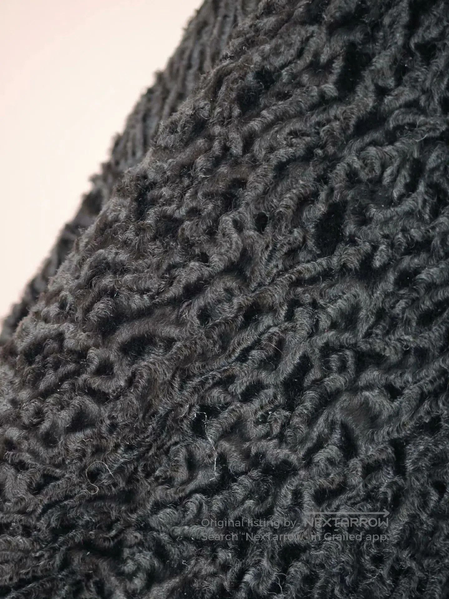 Japanese Brand Black Persian Wool Fur Coat with Fox Collar. Size L / US 10 / IT 46 - 4 Thumbnail