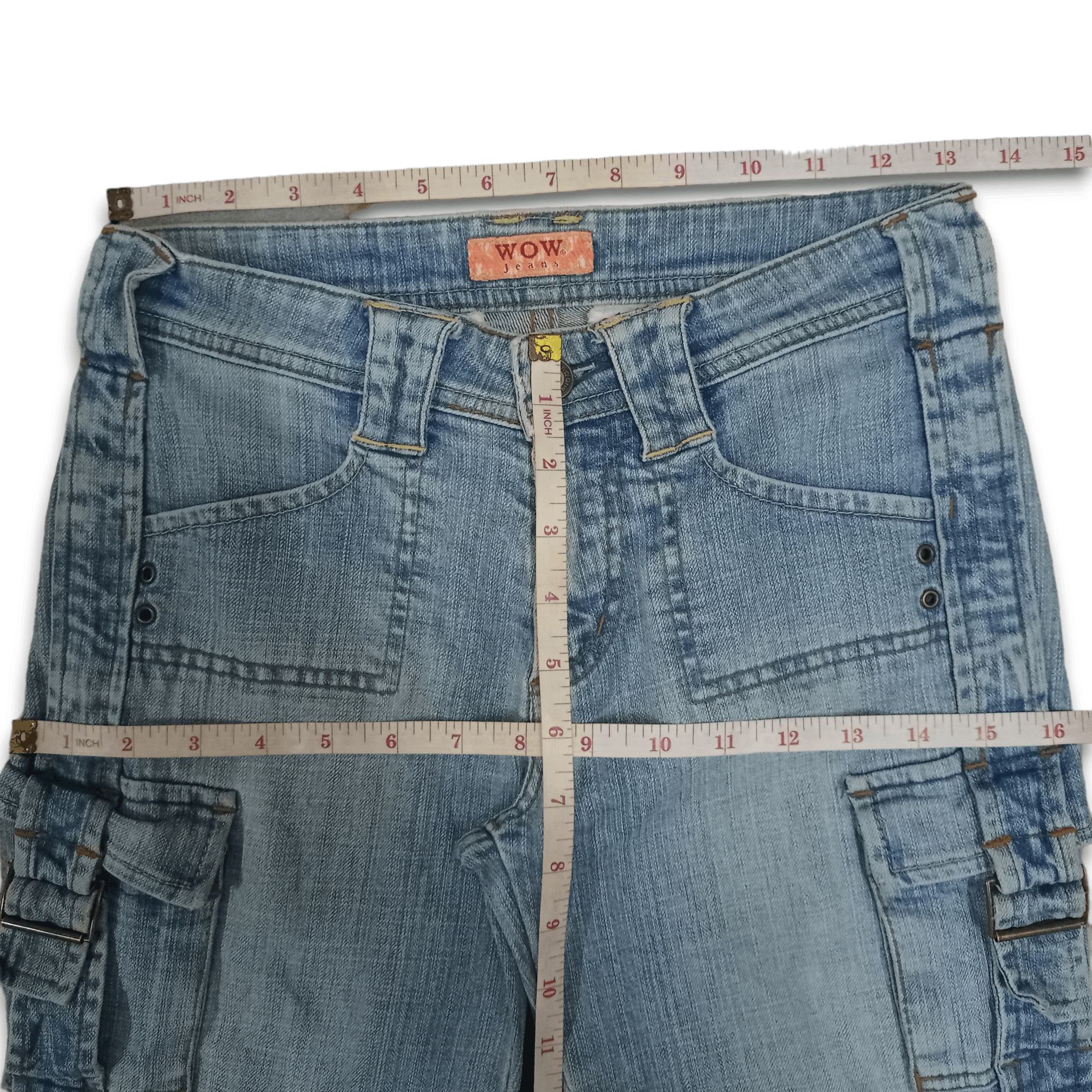 Japanese Brand Vintage Japanese Brand Blue Wash Cargo Flare Denim Jeans Size 27" / US 4 / IT 40 - 10 Thumbnail