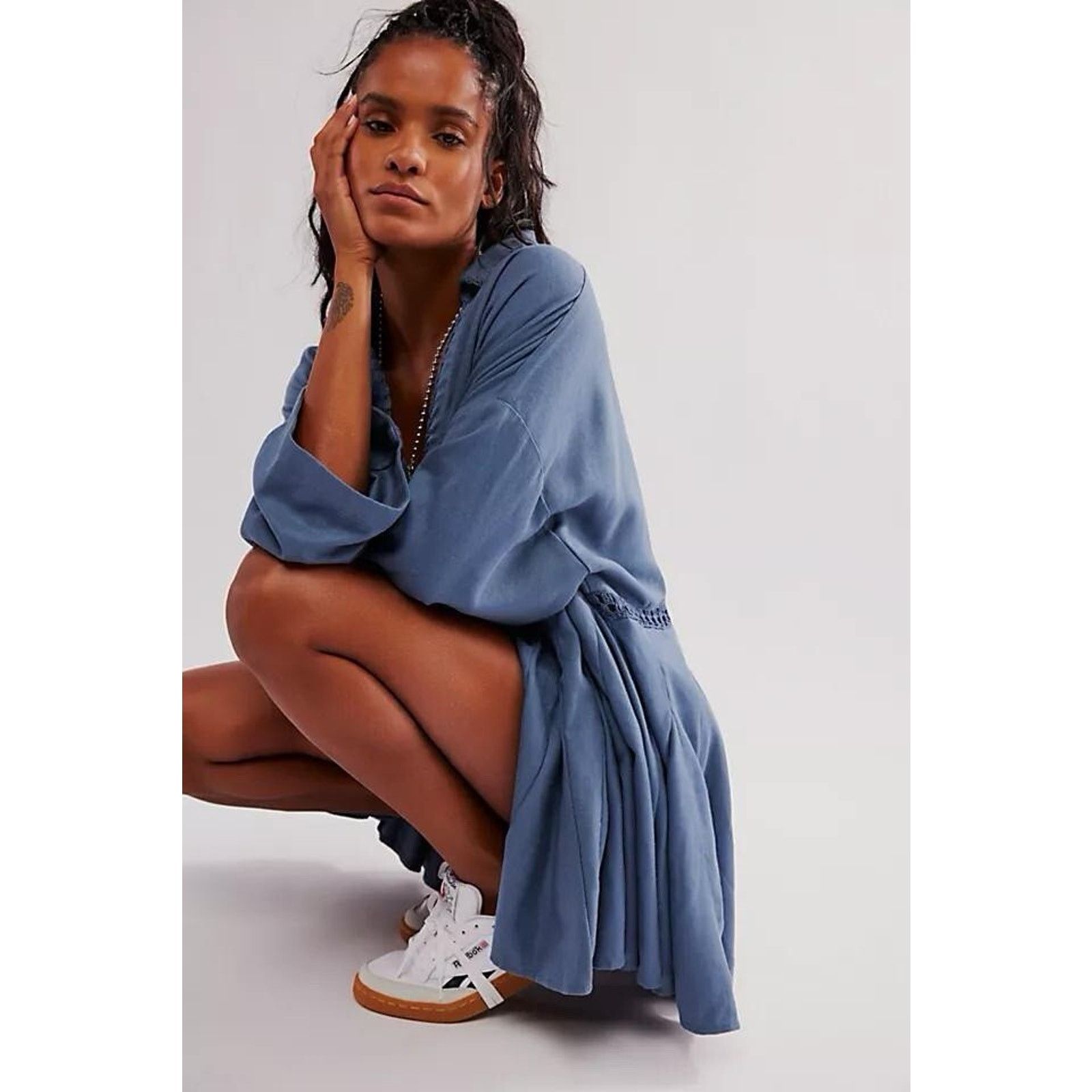 Free People NWT Free People (S) Linen Blend Mini Dress Oversized Size S / US 4 / IT 40 - 2 Thumbnail