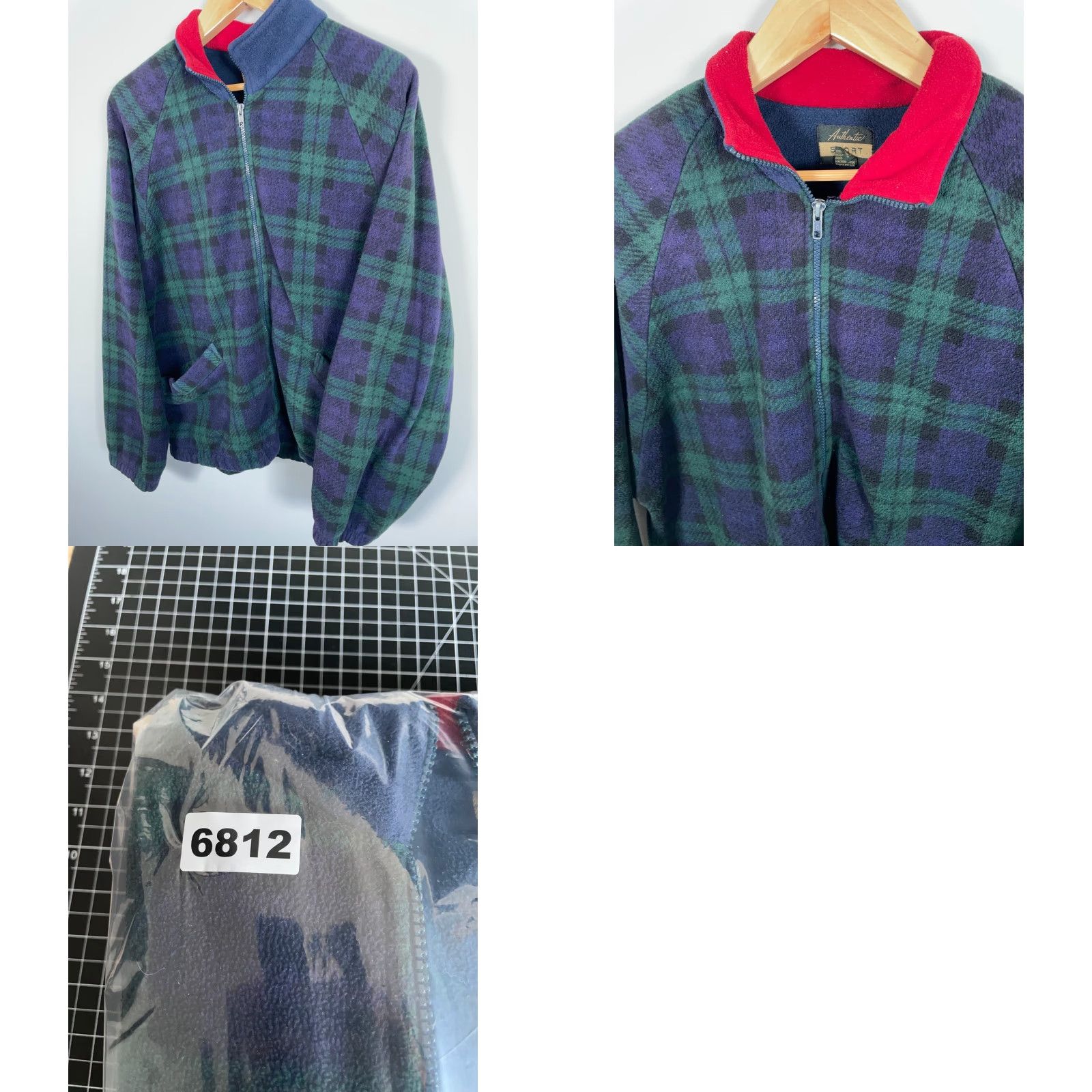 Vintage VINTAGE Authentic Sport Tartan Plaid Fleece Zip Up Jacket Men L Blue Green Unlined 90s Retro Pockets Full Zip Size US L / EU 52-54 / 3 - 8 Thumbnail
