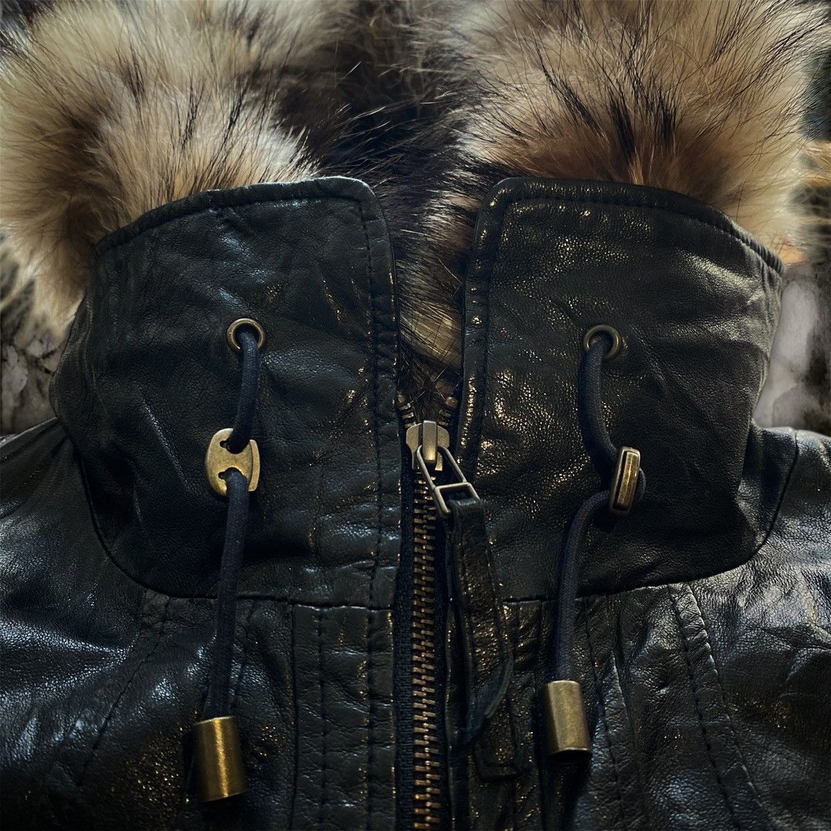 14th Addiction Goa Raccoon Fur Sheepskin Leather Jacket Size US S / EU 44-46 / 1 - 5 Thumbnail