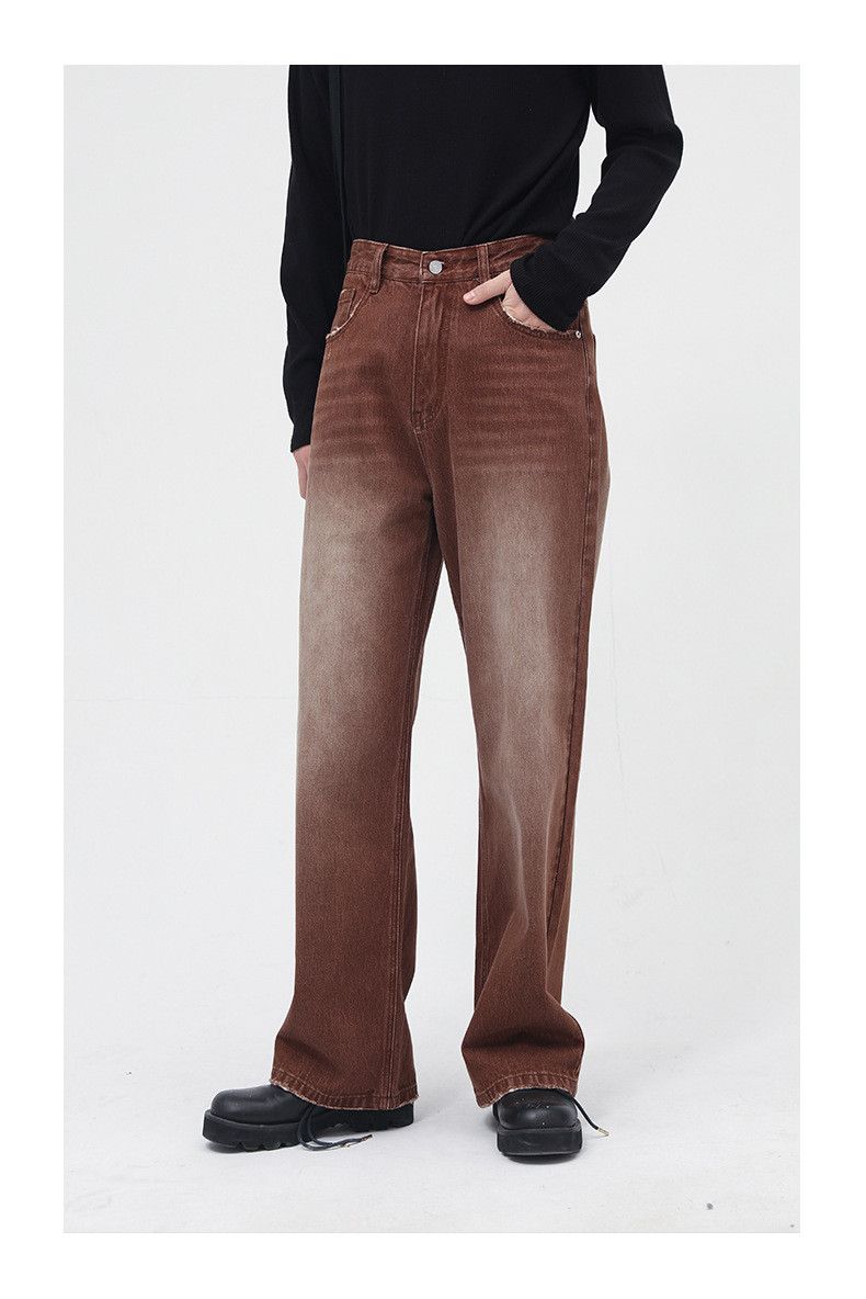 Japanese Brand Retro brown washed gradient casual jeans for men Size US 32 / EU 48 - 3 Thumbnail