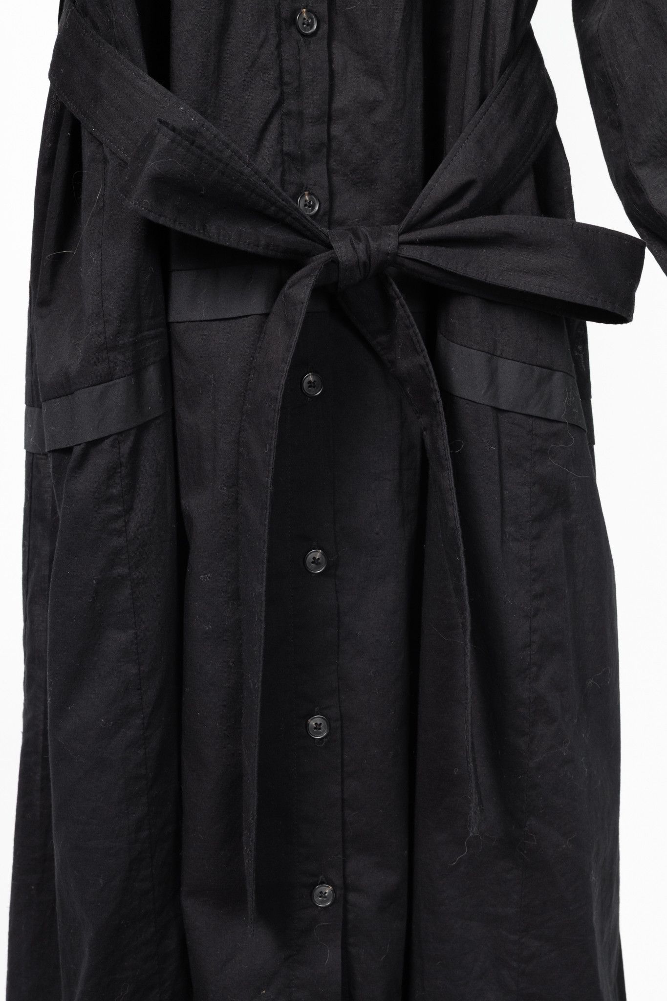 Proenza Schouler Proenza Schouler Black Poplin Buttoned Waist-Tie Midi Dress Size S / US 4 / IT 40 - 9 Thumbnail