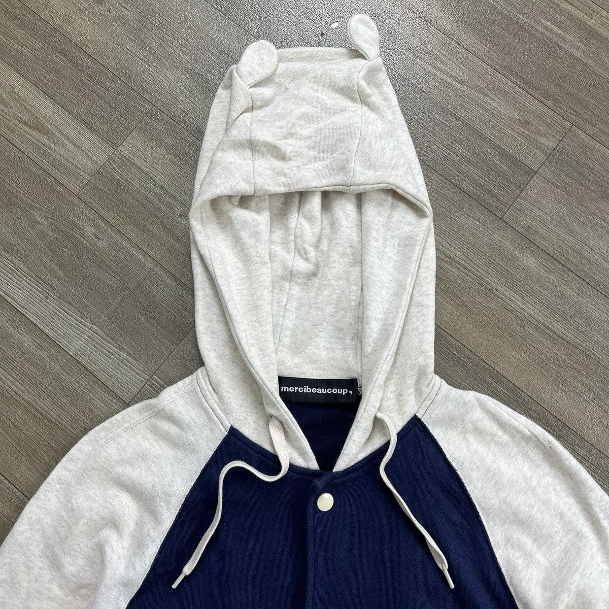 mercibeaucoup Vintage Mercibeaucoup Issey Miyake Panda Ear Varsity Hooded Size US M / EU 48-50 / 2 - 3 Thumbnail
