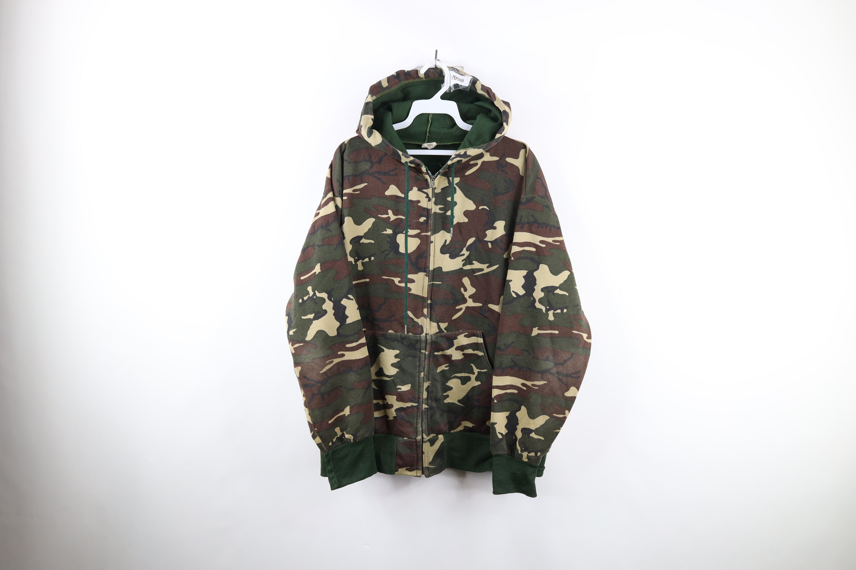 image of Vintage 70's Streetwear Knit Lined Camouflage Hoodie Usa, Men's (Size 2XL)