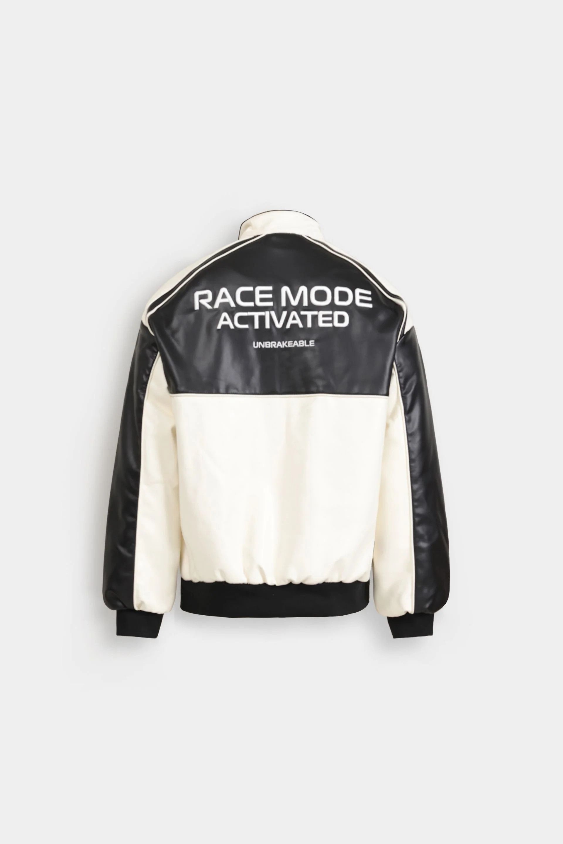 Other Black & White Faux Leather Racing Jacket Zip Up Size US L / EU 52-54 / 3 - 2 Thumbnail
