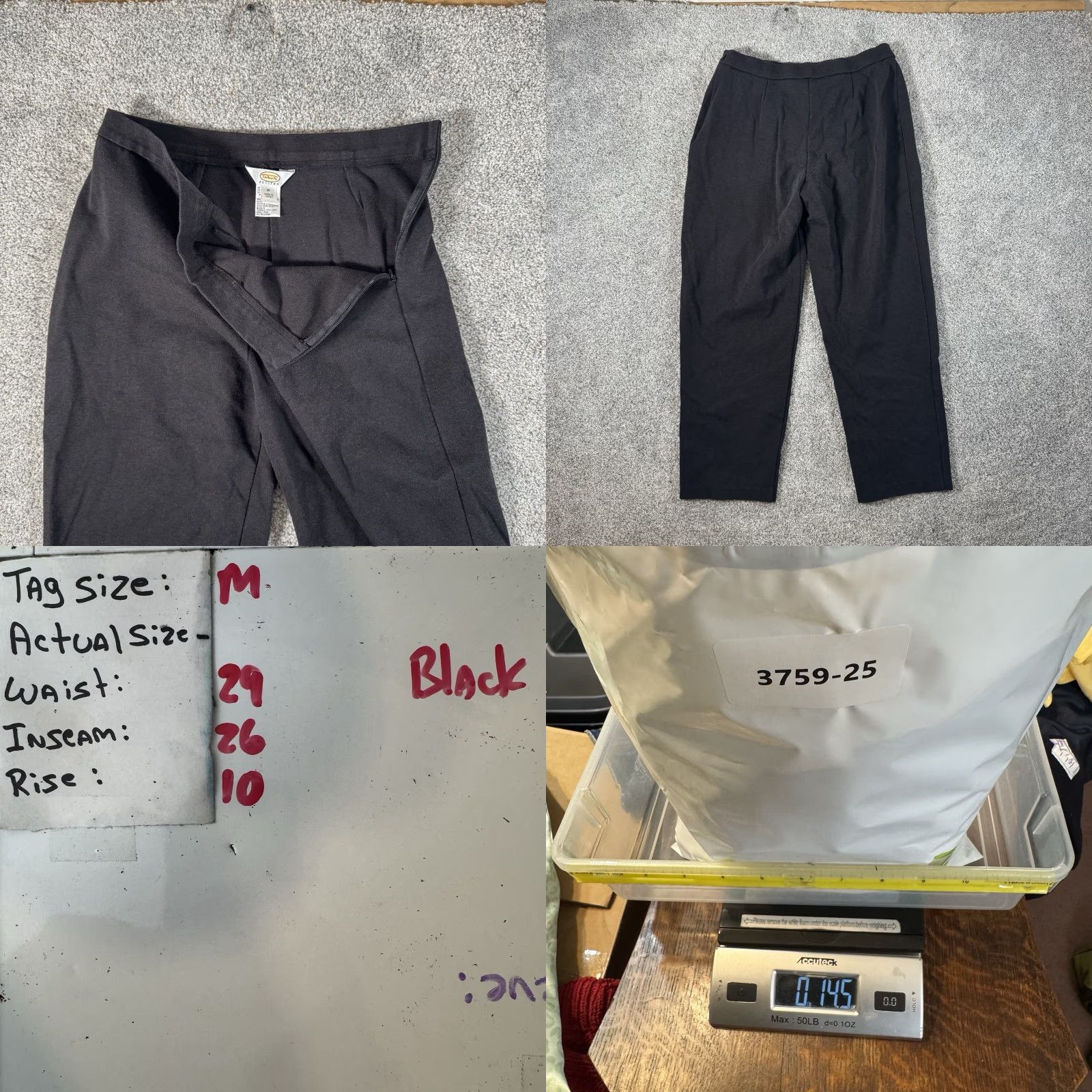 Talbots VINTAGE Talbots Pants M Petites Women 90s Office Minimalist Straight Black Solid Capsule Preppy Dress Size 32" / US 10 / IT 46 - 8 Thumbnail