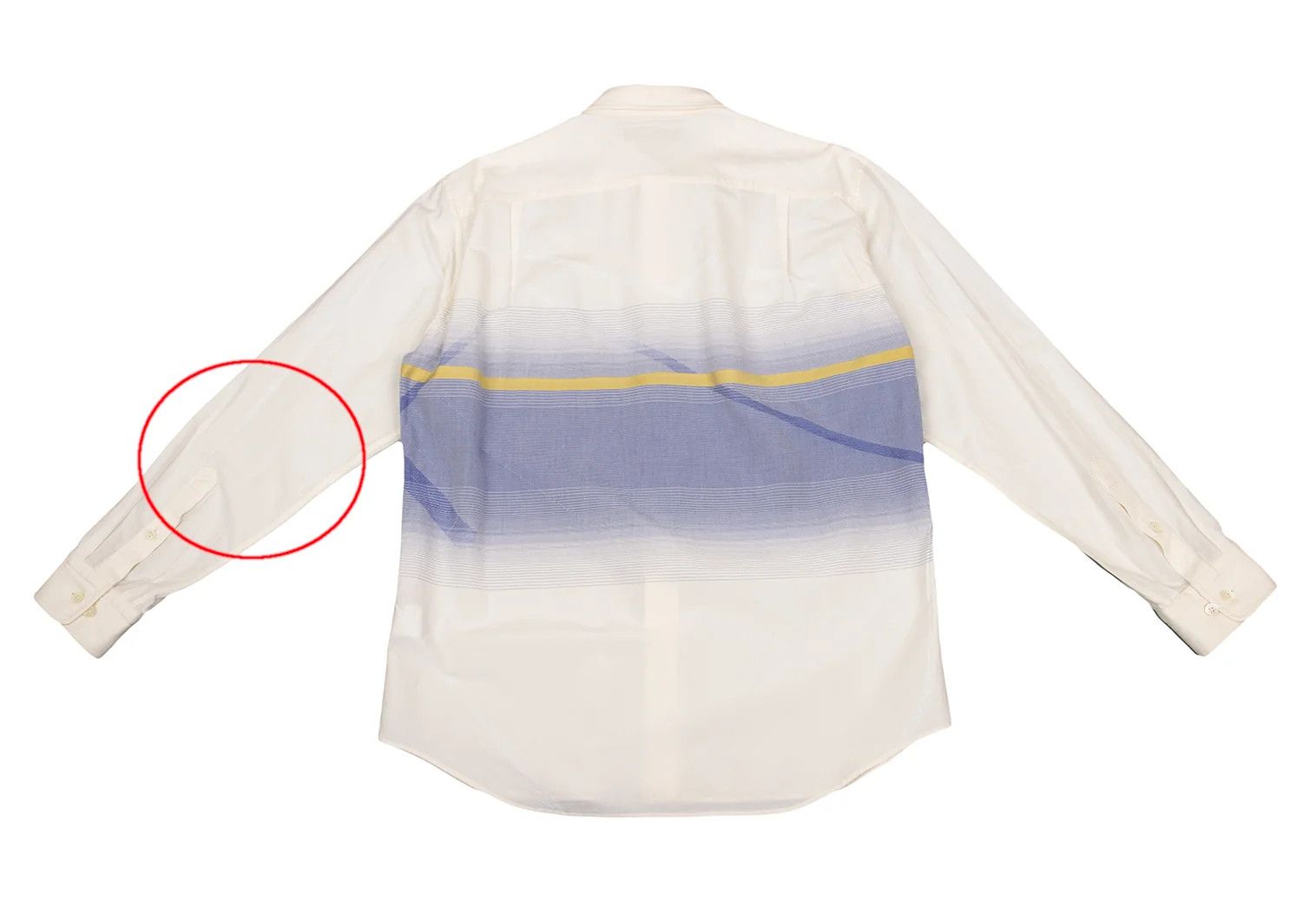Issey Miyake Multi-Line Jacquard Long Sleeve Shirt in Cream with Blue Size US M / EU 48-50 / 2 - 13 Thumbnail