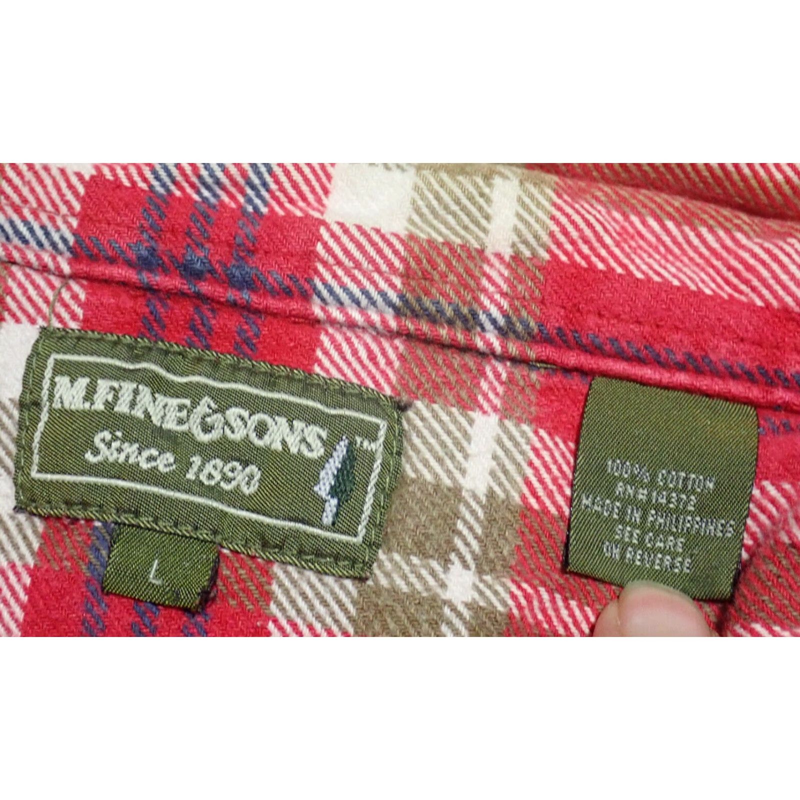Vintage VINTAGE M. Fine & Sons Red Plaid Flannel Heavyweight Button-Up Shirt Adult Large Size US L / EU 52-54 / 3 - 6 Thumbnail