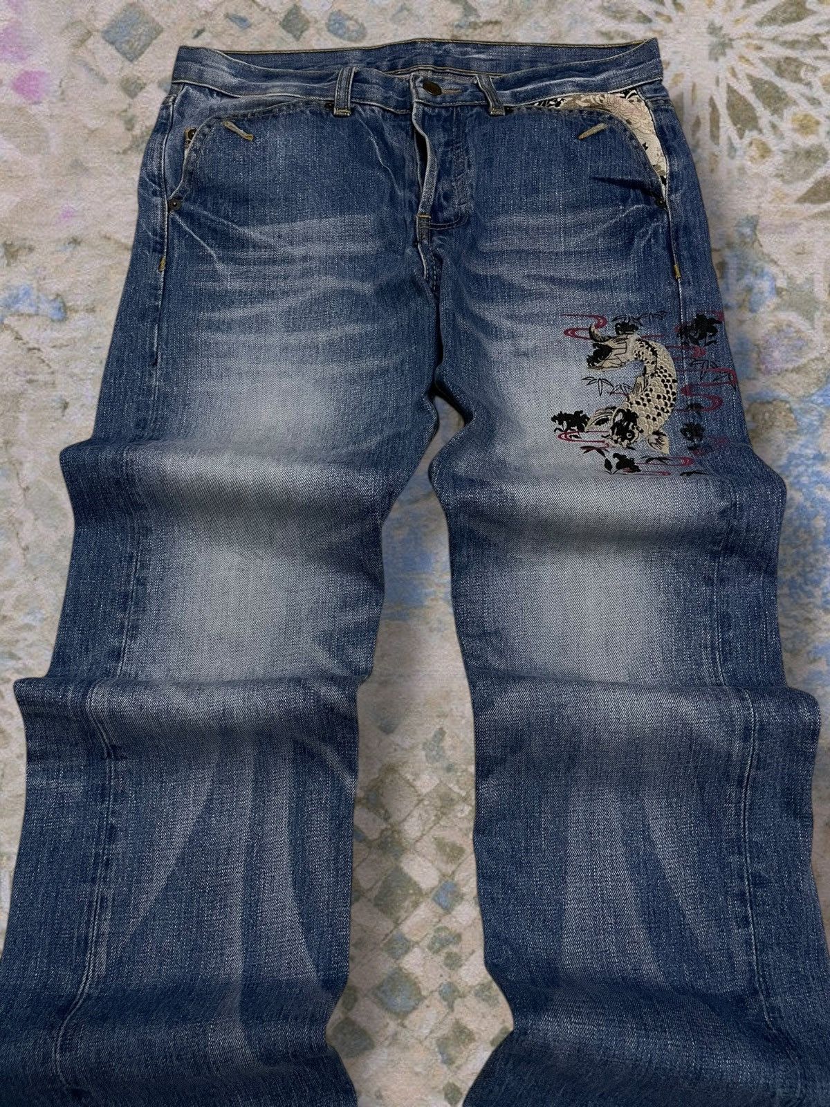 Takeo Kikuchi Vintage Og 1990s Japan Takeo Kikuchi Traditional Koi Denim Size US 32 / EU 48 - 4 Thumbnail