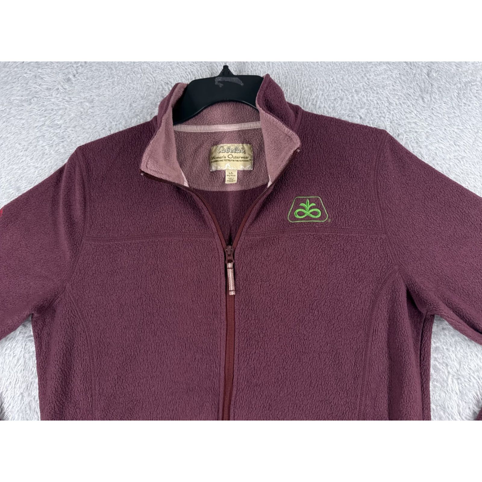 Vintage Cabela's Women's Jacket L Red Full Zip Fleece Polyester Mock Neck All Seasons Casual Logo Zipper Solid Womens Size L / US 10 / IT 46 - 4 Thumbnail