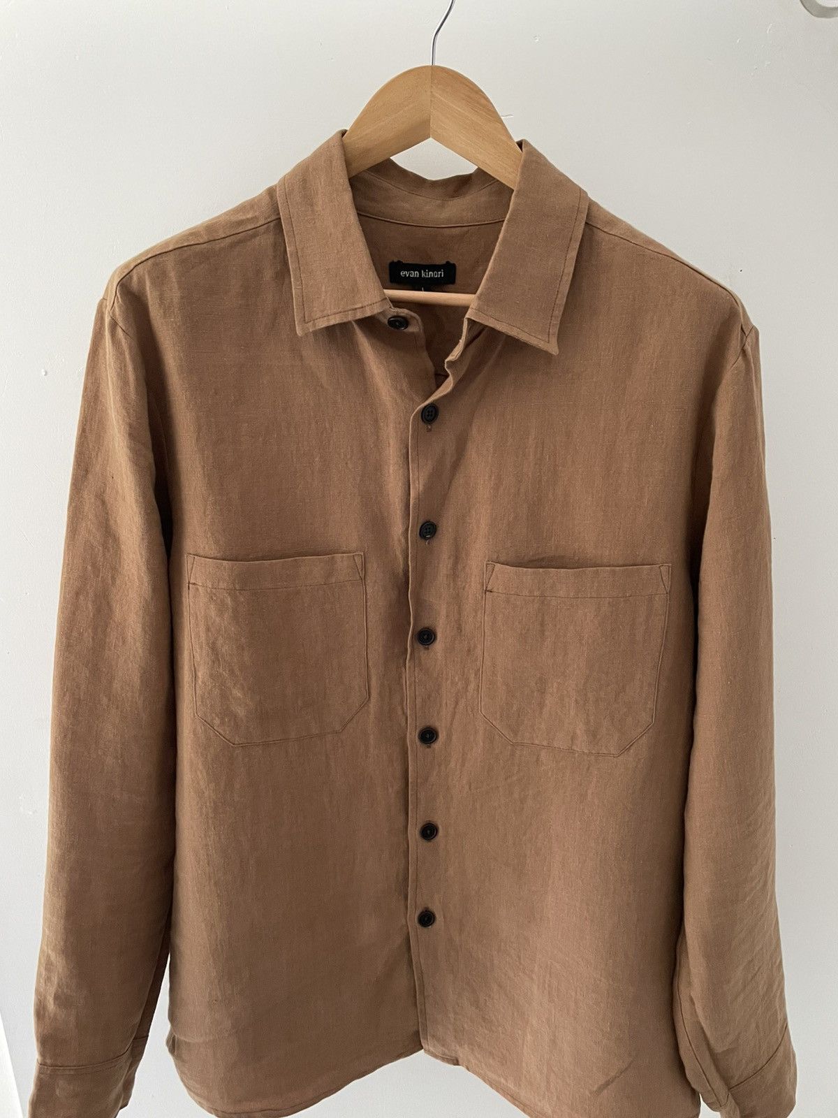 Two Pocket Shirt Evan Kinori In Linen Size L in Beige, Men's — image 2 of 6