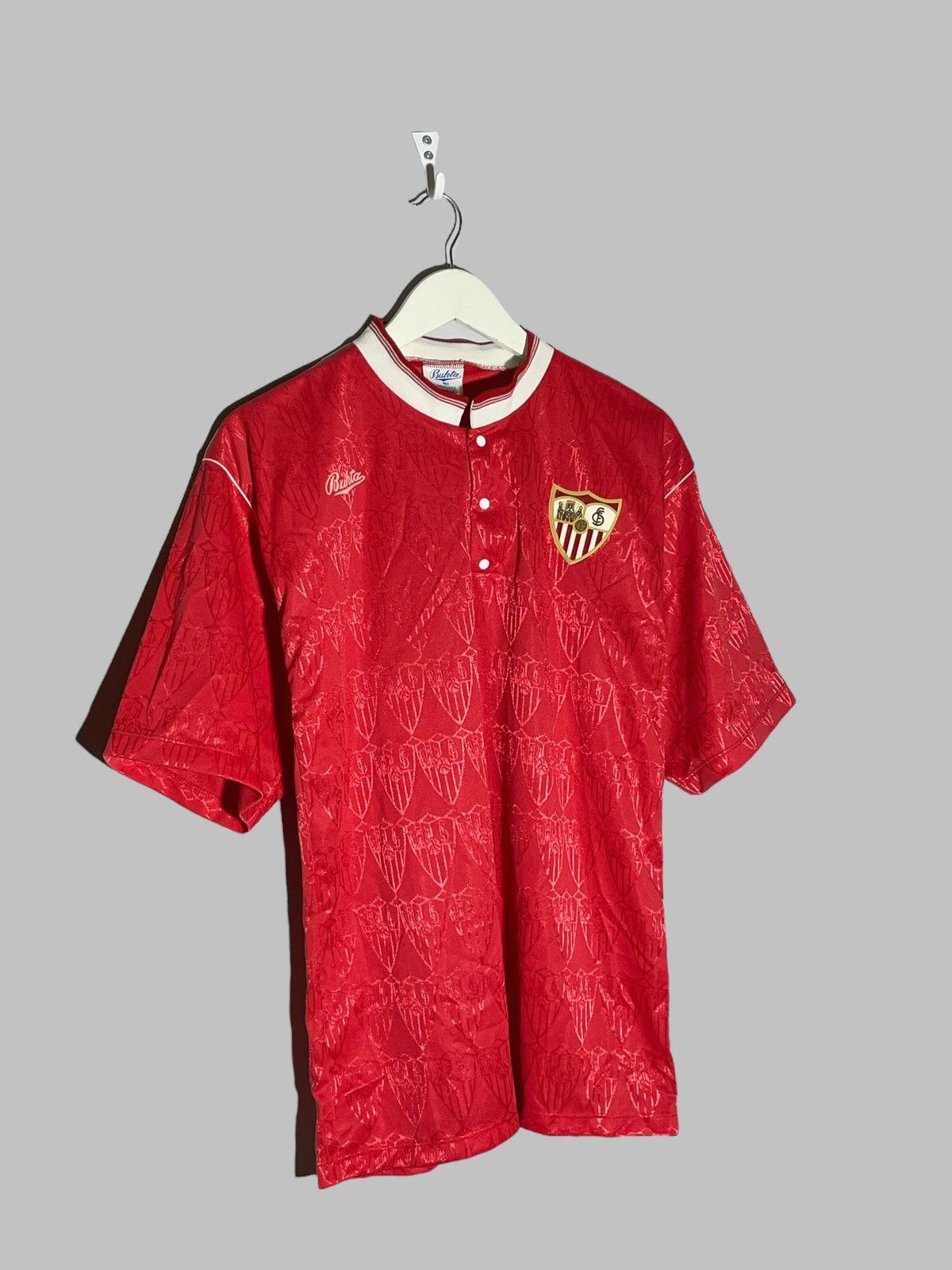 Vintage Sevilla FC Bukta 1990/92 Away Vintage Football Shirt Size US M / EU 48-50 / 2 - 2 Thumbnail