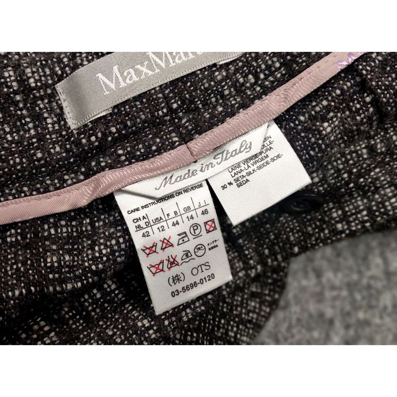 Max Mara VINTAGE Max Mara Pants Wool Tweed 12 Regular Black White Women's Dress Pants 90s Mens Womens Boys Girls Size 34" / US 12 / IT 48 - 7 Thumbnail