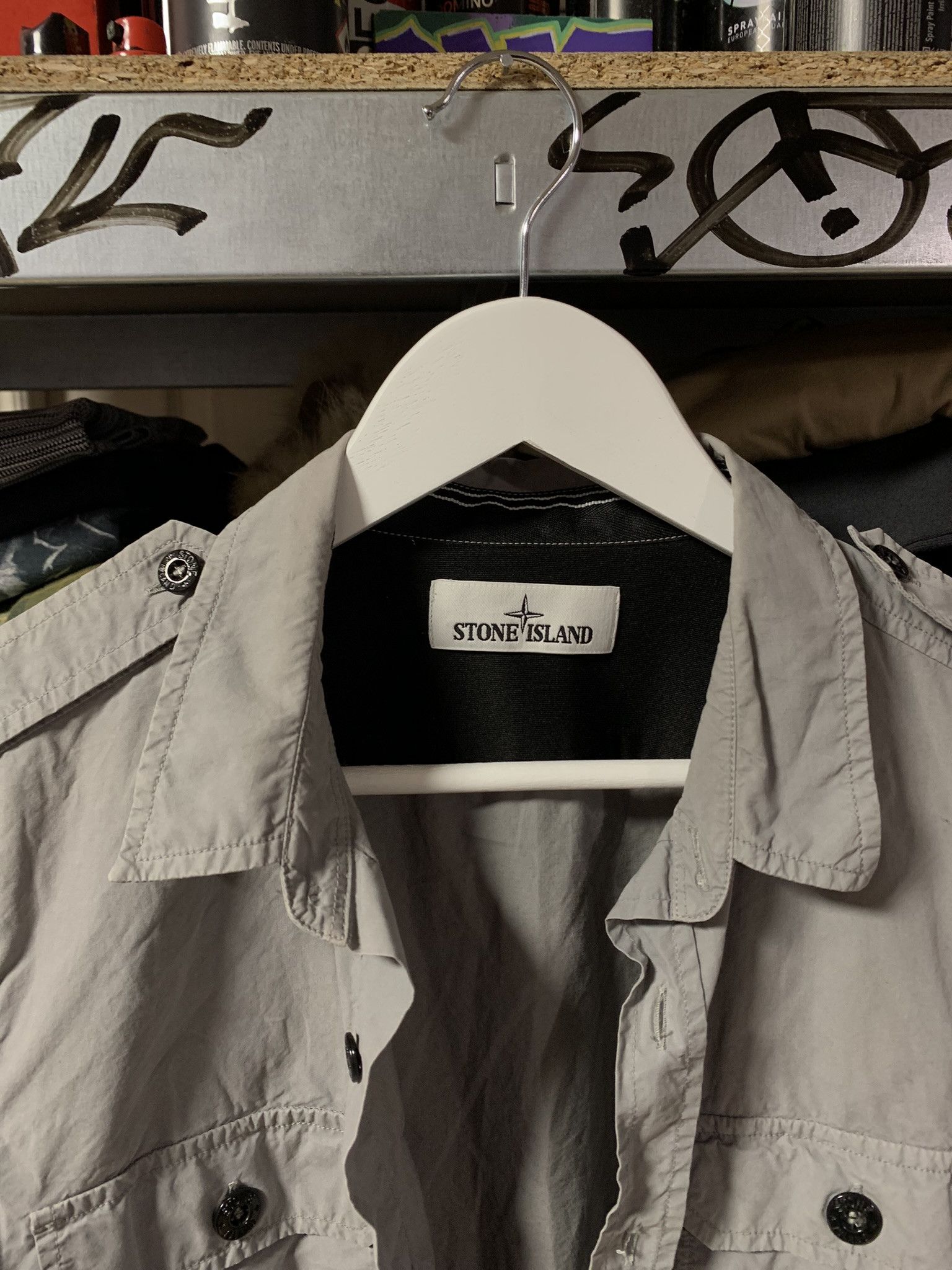 Stone Island Stone Island Cotton Button Up Overshirt Gray Size L Size US L / EU 52-54 / 3 - 3 Thumbnail
