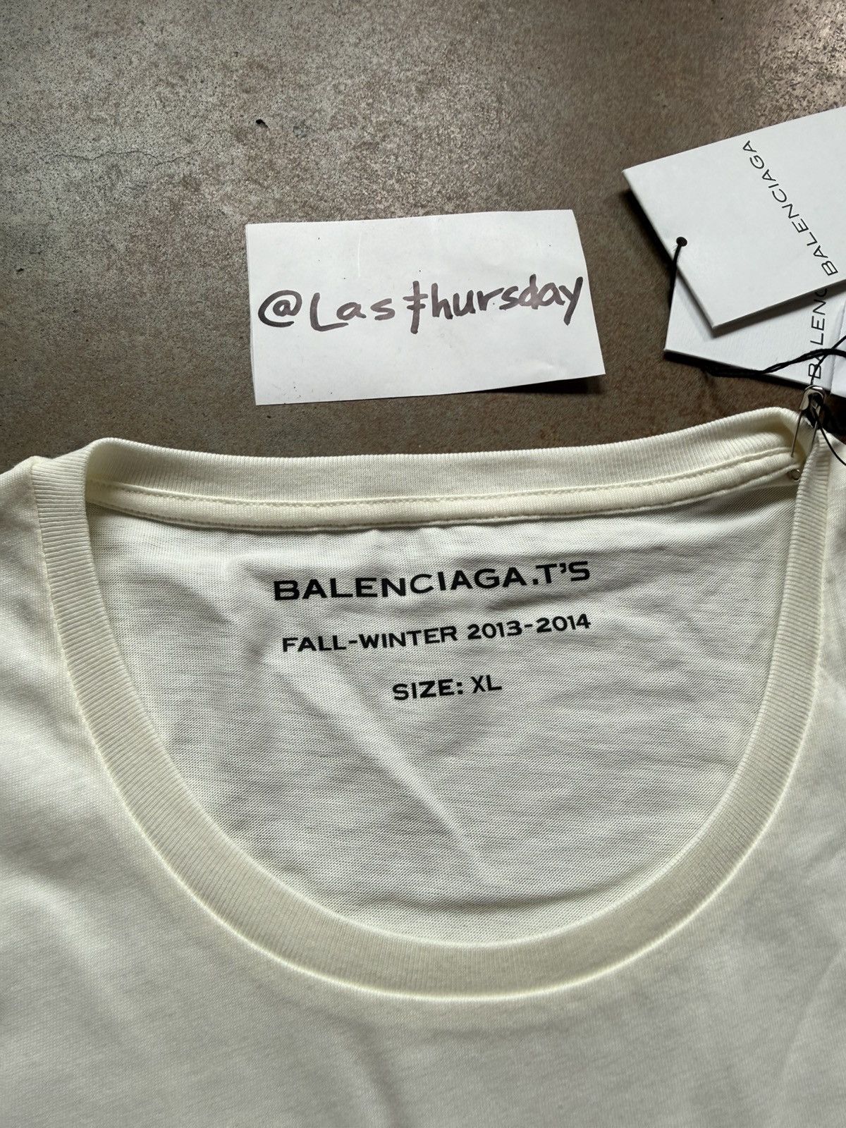 Balenciaga Balenciaga FW13 Silver Tape Logo Tee White XL Size US XL / EU 56 / 4 - 3 Thumbnail