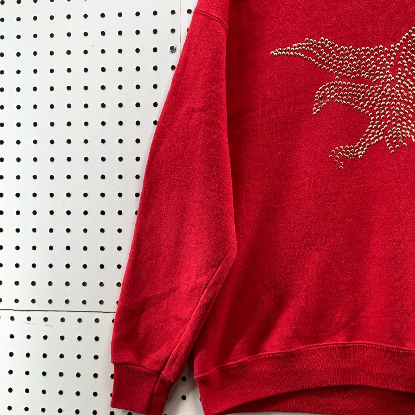Lee VINTAGE LEE Heavyweight Studded Eagle Stars Handmade Long Sleeve Size Large Red Women Sweater Size L / US 10 / IT 46 - 3 Thumbnail