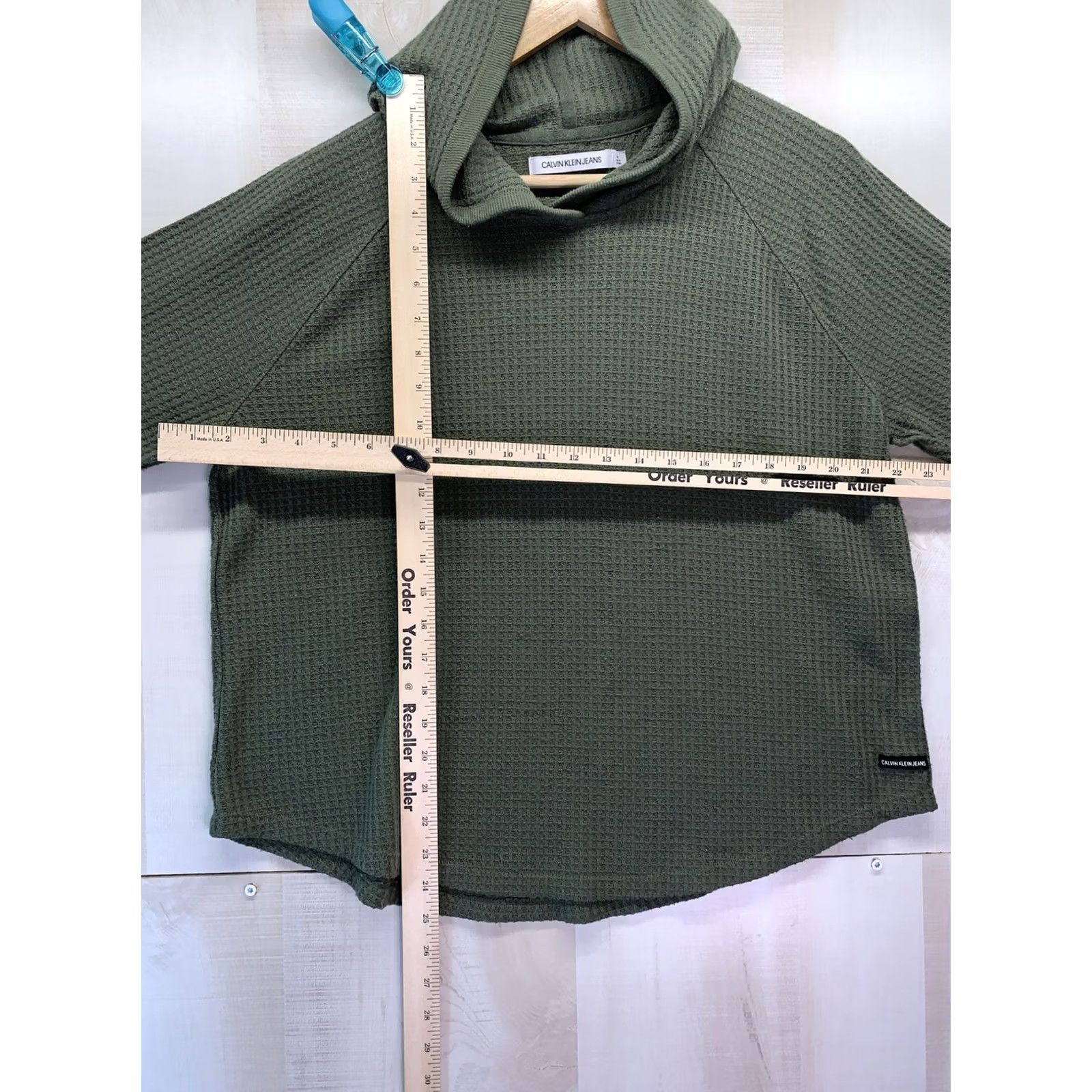 Calvin Klein VINTAGE Calvin Klein Jeans Green Waffle Print Hoodie Women M-3852 Size M / US 6-8 / IT 42-44 - 3 Thumbnail