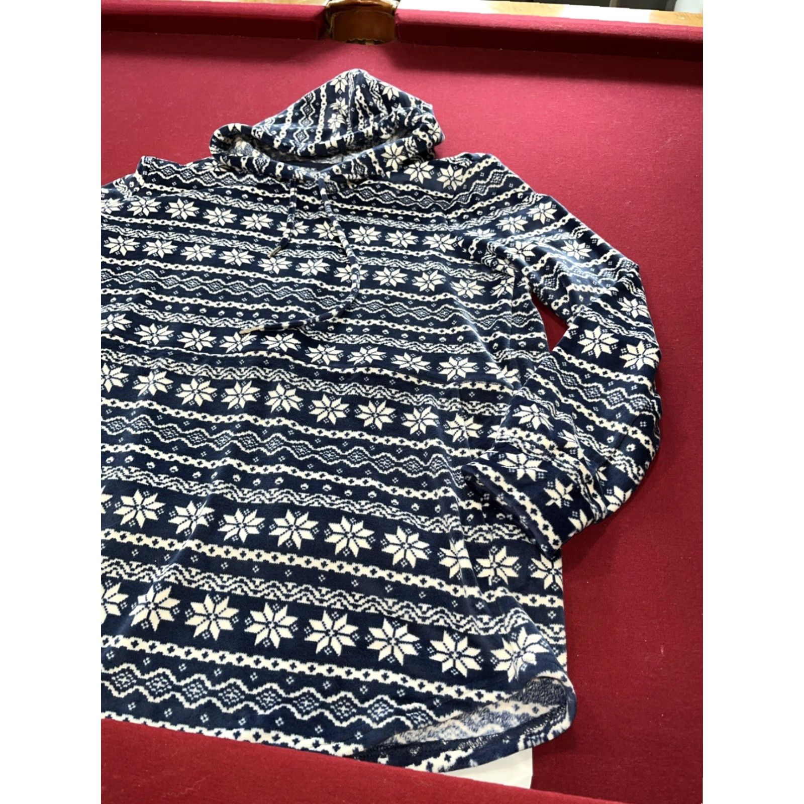 Lands' End Lands’ End Hoodie Women’s XL BLUE white SNOWFLAKE WINTER Fair Isle Big POCKET Size XL / US 12-14 / IT 48-50 - 4 Thumbnail