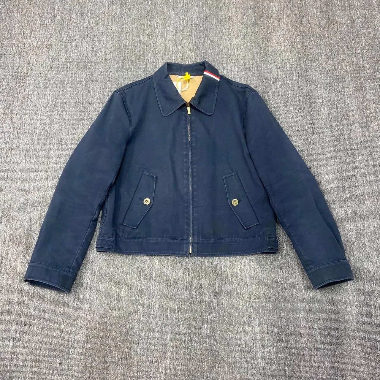 thom browne anchor jacket in navy blue.