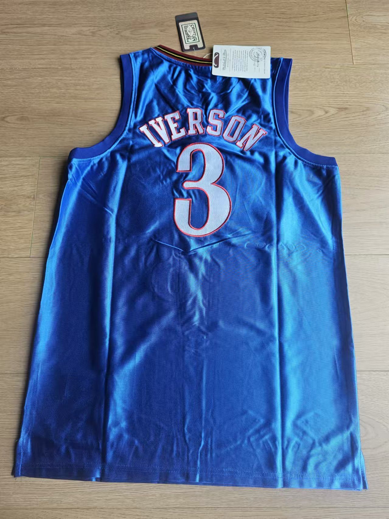 NBA 76ers #3 Allen Iverson Jersey Blue Double Stitched Size US M / EU 48-50 / 2 - 2 Thumbnail