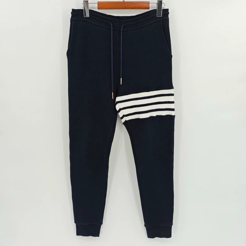 Thom Browne Navy Waffle Knit Sweatpants - dmc