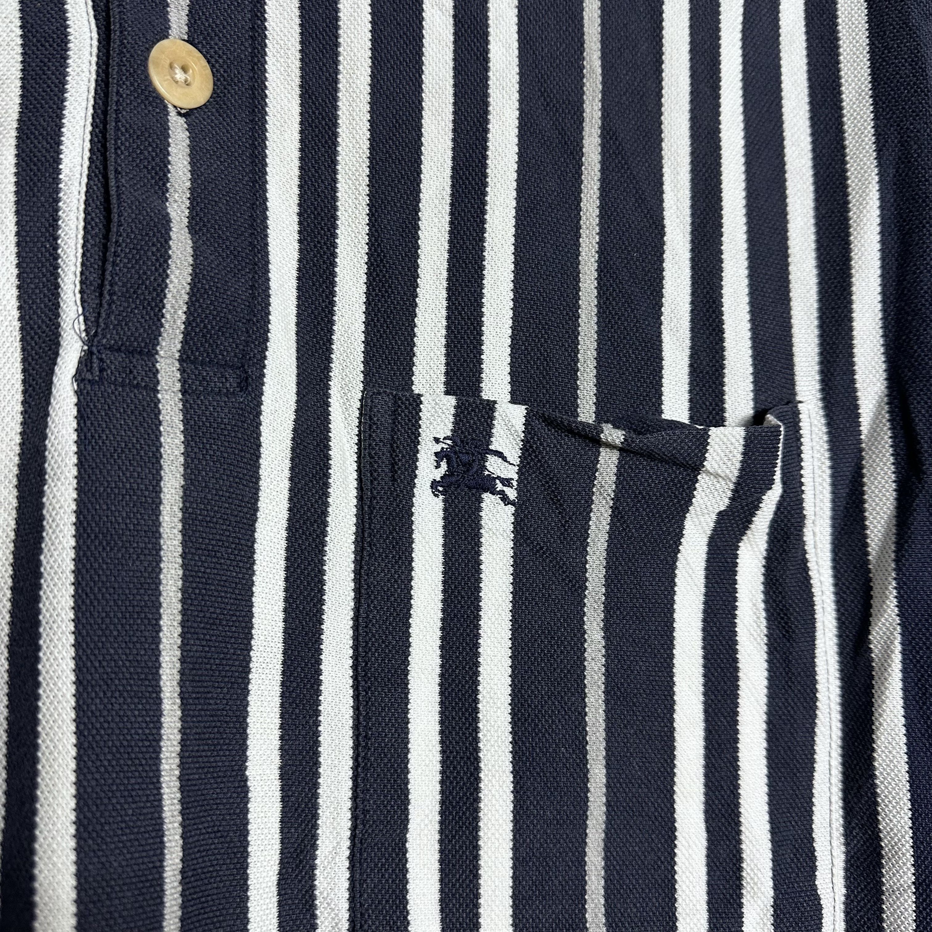 Burberry × Designer × Vintage 🔥RARE🔥Vintage Burberrys Striped Black White Polo Shirt Size US L / EU 52-54 / 3 - 5 Thumbnail