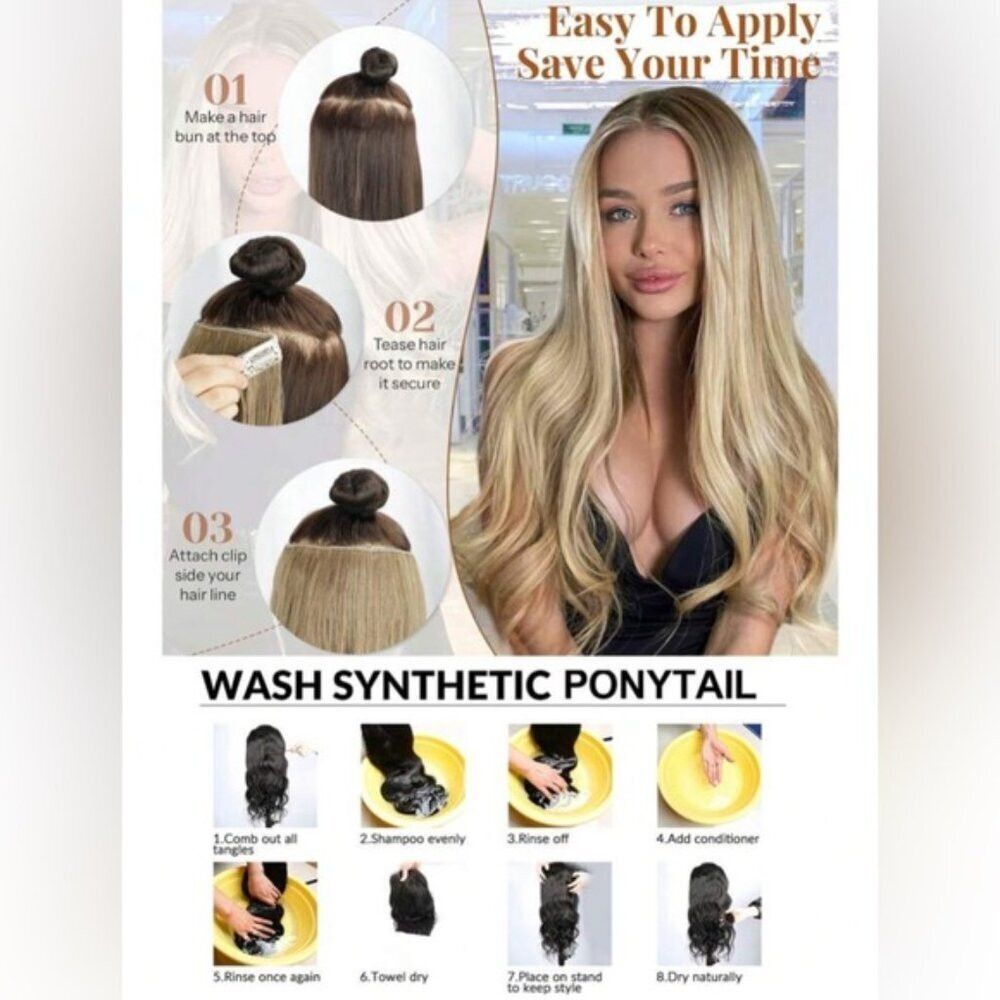 Other 20 IN VOLUMIZING WEFT CLIP IN SET LIGHT BLONDE CURLY WAVE H Size ONE SIZE - 6 Thumbnail
