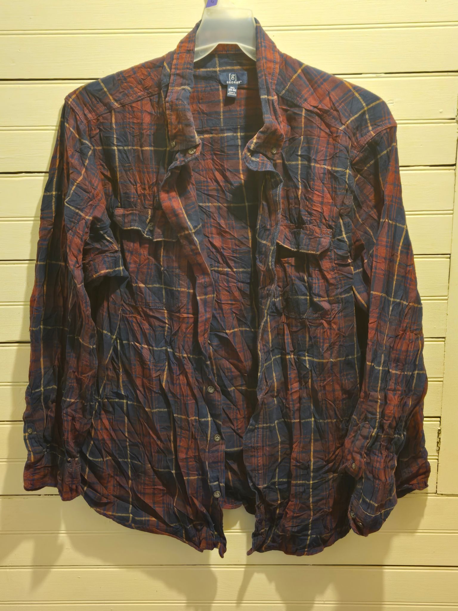 George George Shirt Mens 3XL Plaid Flannel Long Sleeve Button Up Size US XXL / EU 58 / 5 - 1 Thumbnail