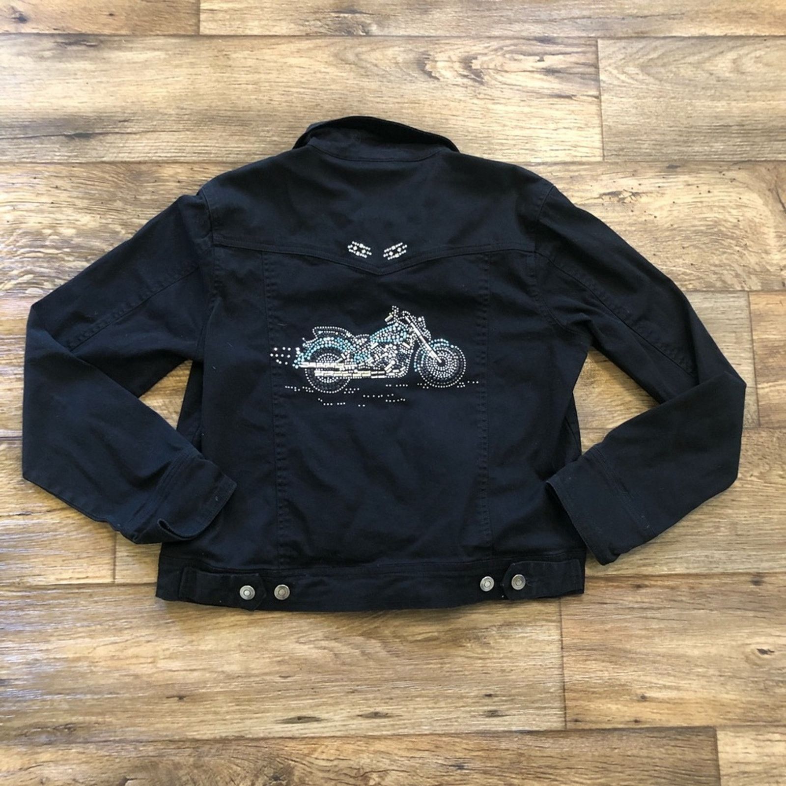 Vintage Vintage Y2K Bedazzled Motorcycle Denim Jacket Size S / US 4 / IT 40 - 2 Thumbnail