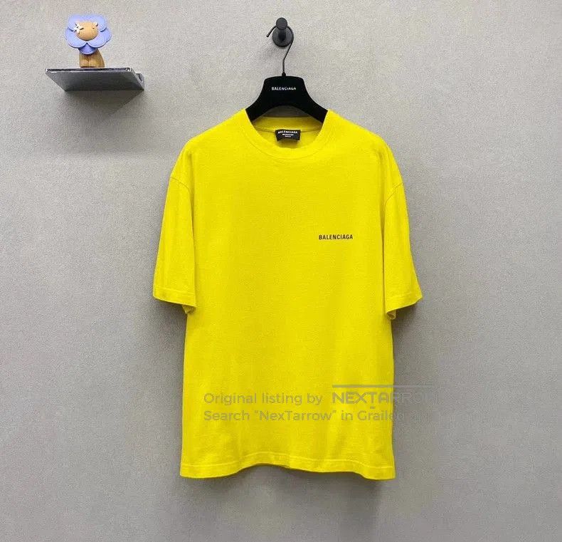 Balenciaga Yellow Logo Print T-shirt.