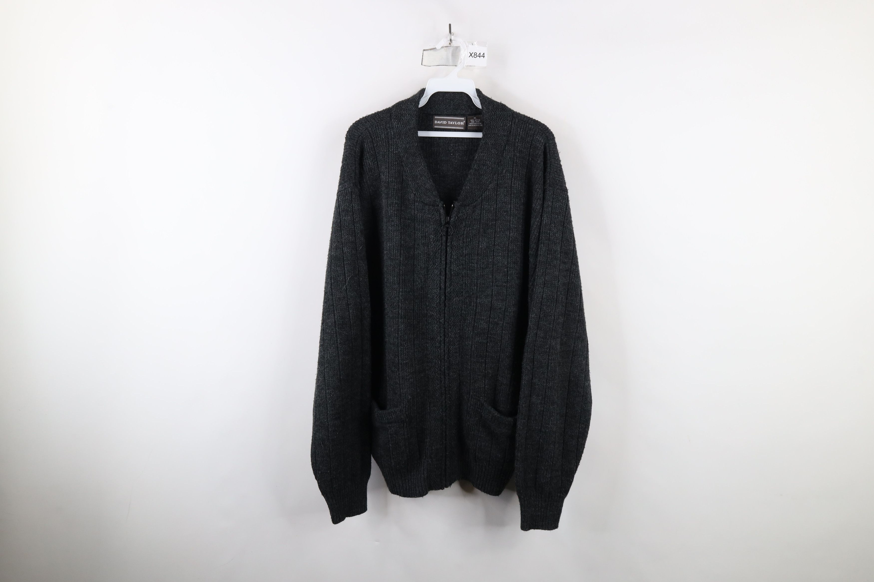 Vintage Vintage 90s Streetwear Ribbed Knit Full Zip Cardigan Sweater Size US XL / EU 56 / 4 - 1 Thumbnail