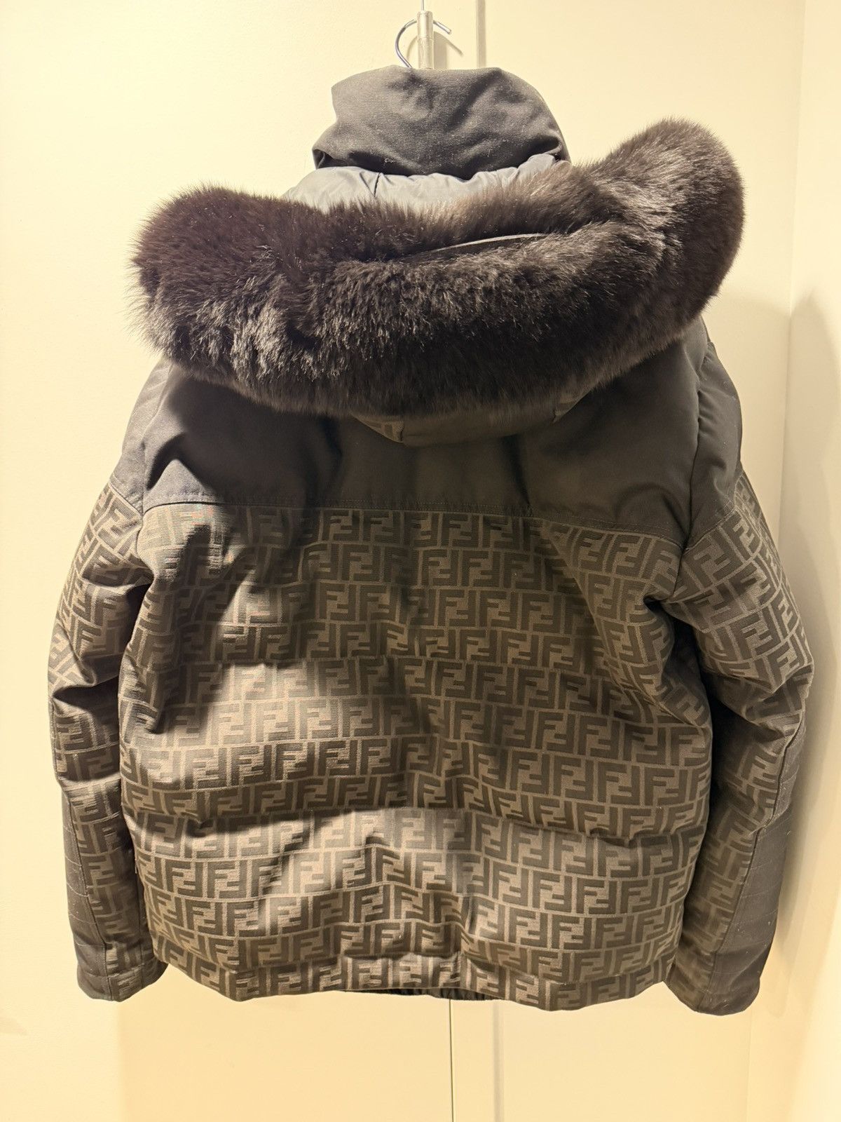 Fendi Fendi FF Monogram Puffer Jacket w/ Fur Hood – Size 52 (L) Size US L / EU 52-54 / 3 - 2 Thumbnail