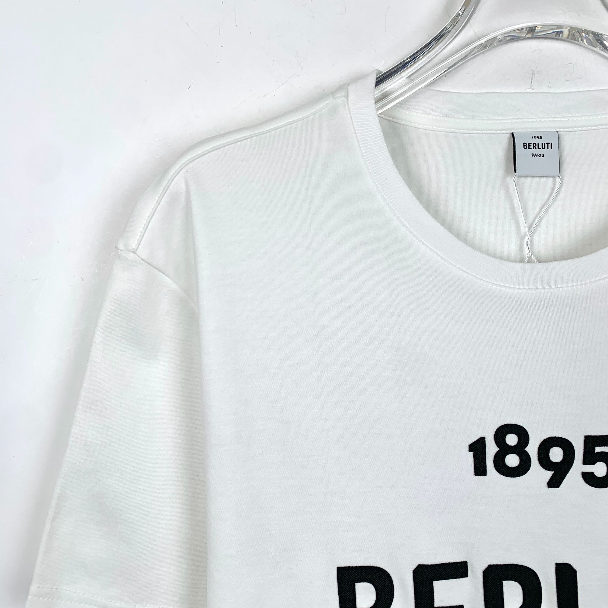 Berluti Berluti White Logo Letter Print Cotton Crew Neck T-Shirt (Si Size US S / EU 44-46 / 1 - 6 Thumbnail