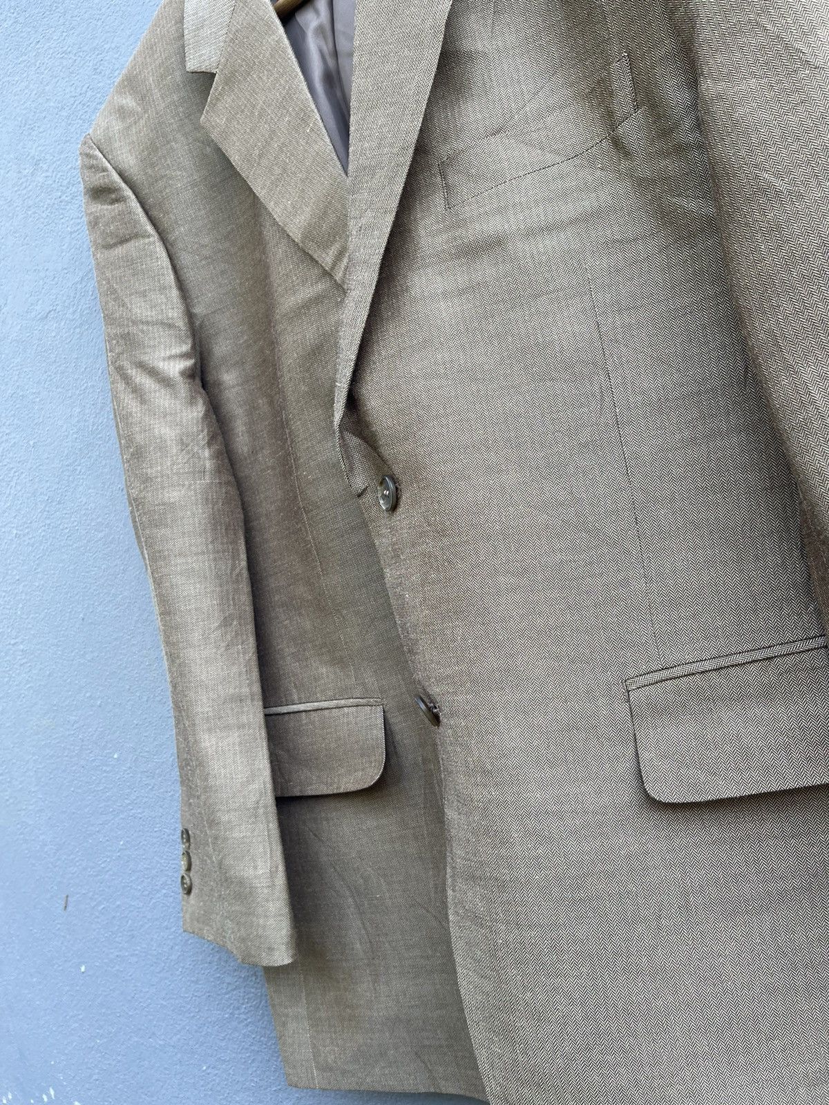 Designer Vintage Kansai Yamamoto SISSY Beige Herringbone Blazer Size 42L - 3 Thumbnail