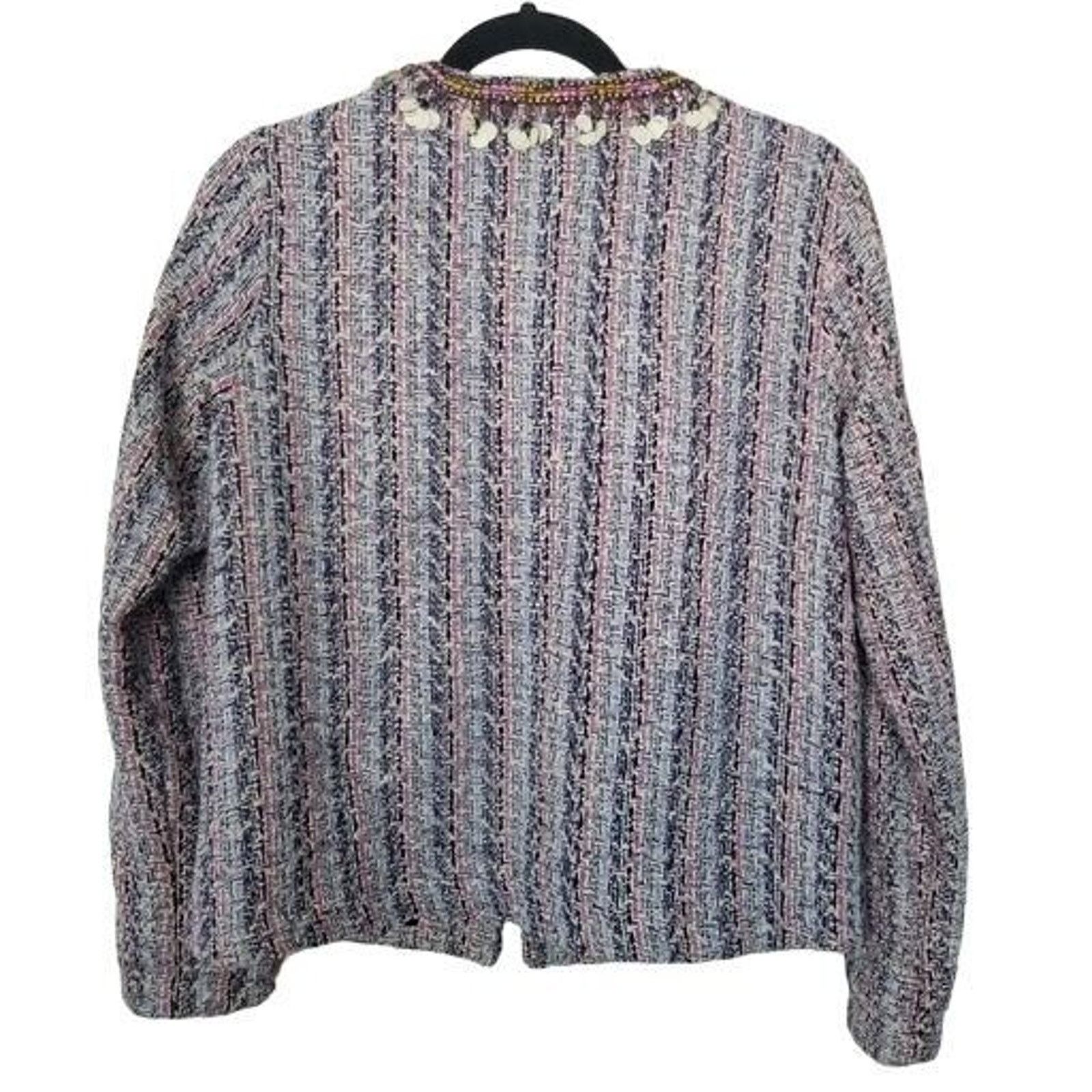 Anthropologie Anthropologie Summer Of Love Suzy Tweed Embellished Blazer Size S / US 4 / IT 40 - 9 Thumbnail