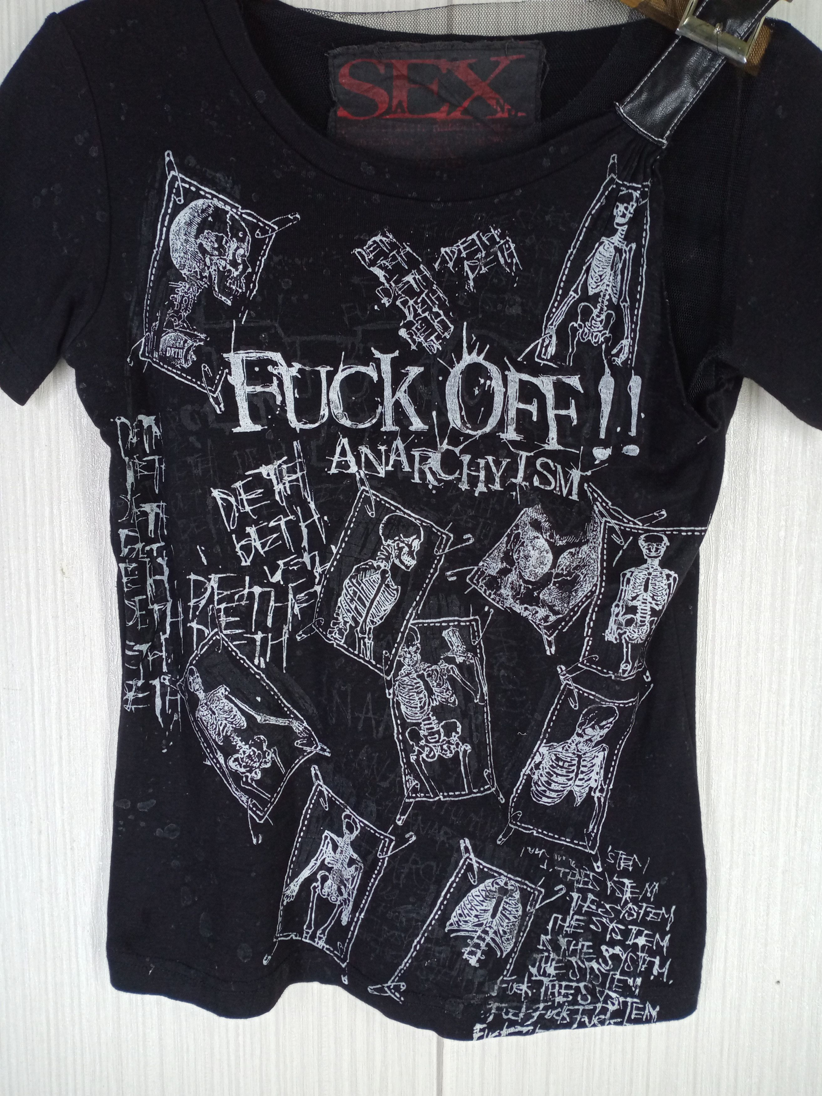 Japanese Brand Rare H. Anarchyism "FUCK OFF!!" Punk Tshirt Size XS / US 0-2 / IT 36-38 - 3 Thumbnail