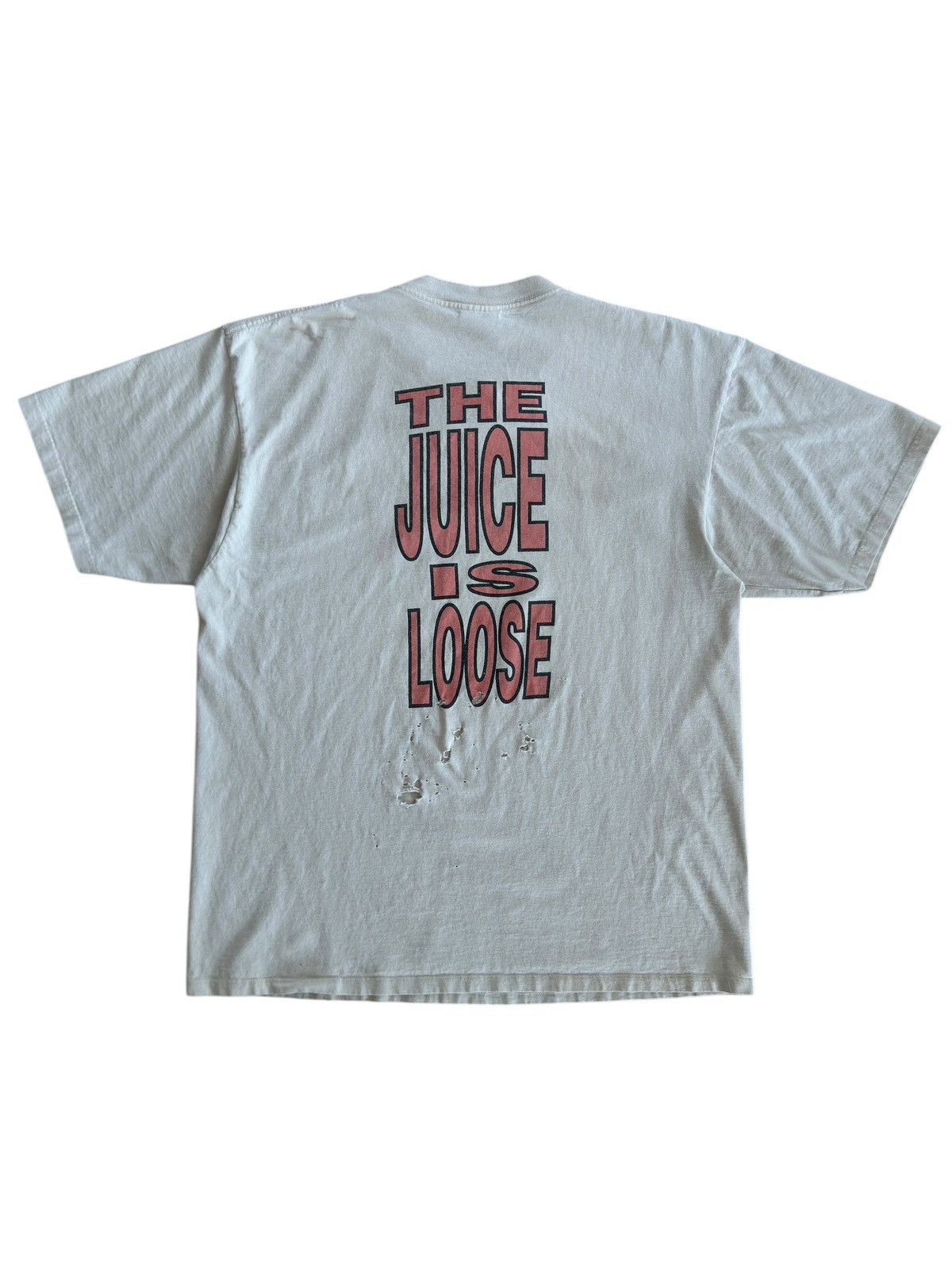 Vintage Vintage 90s O.J. Is Free Tee ‘The Juice is Loose” Thrashed Size US XL / EU 56 / 4 - 2 Thumbnail