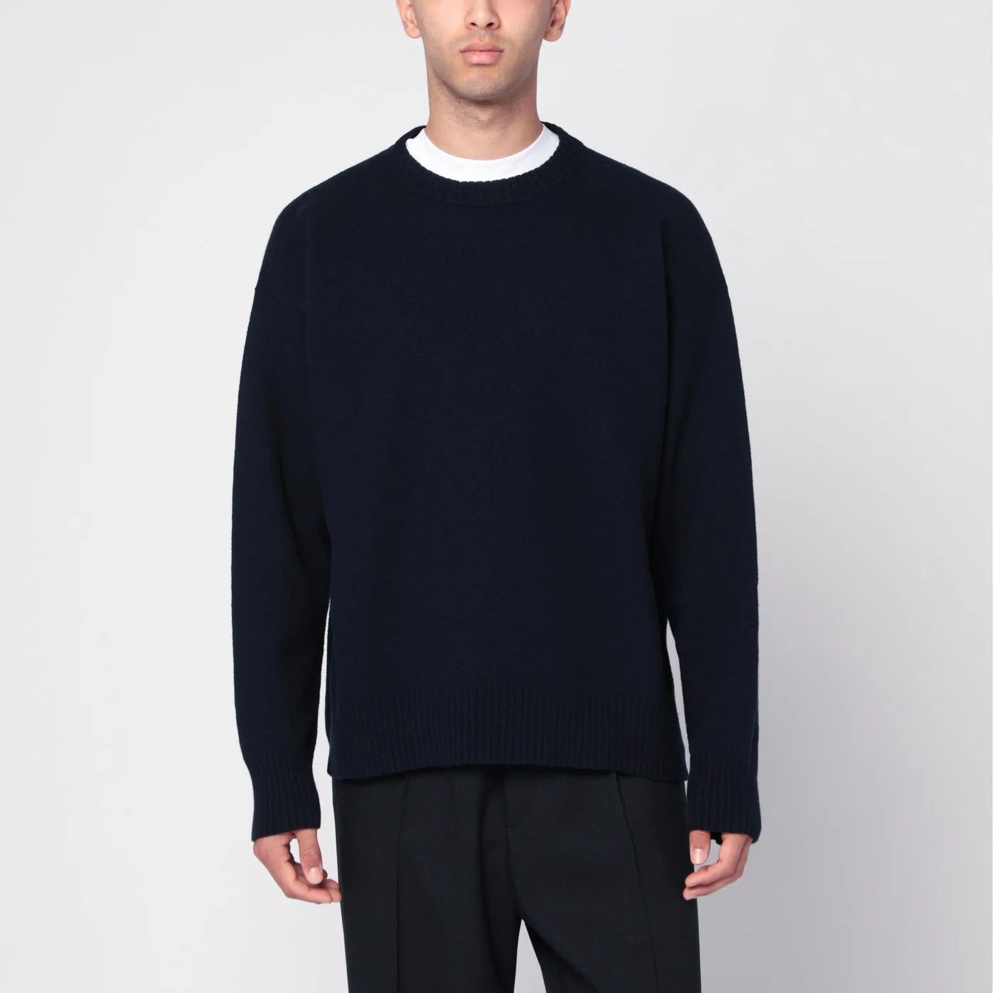 Jil Sander o1d2blof0526 Cotton Long Sleeve T-Shirt in Midnight Blue Size US M / EU 48-50 / 2 - 1 Thumbnail