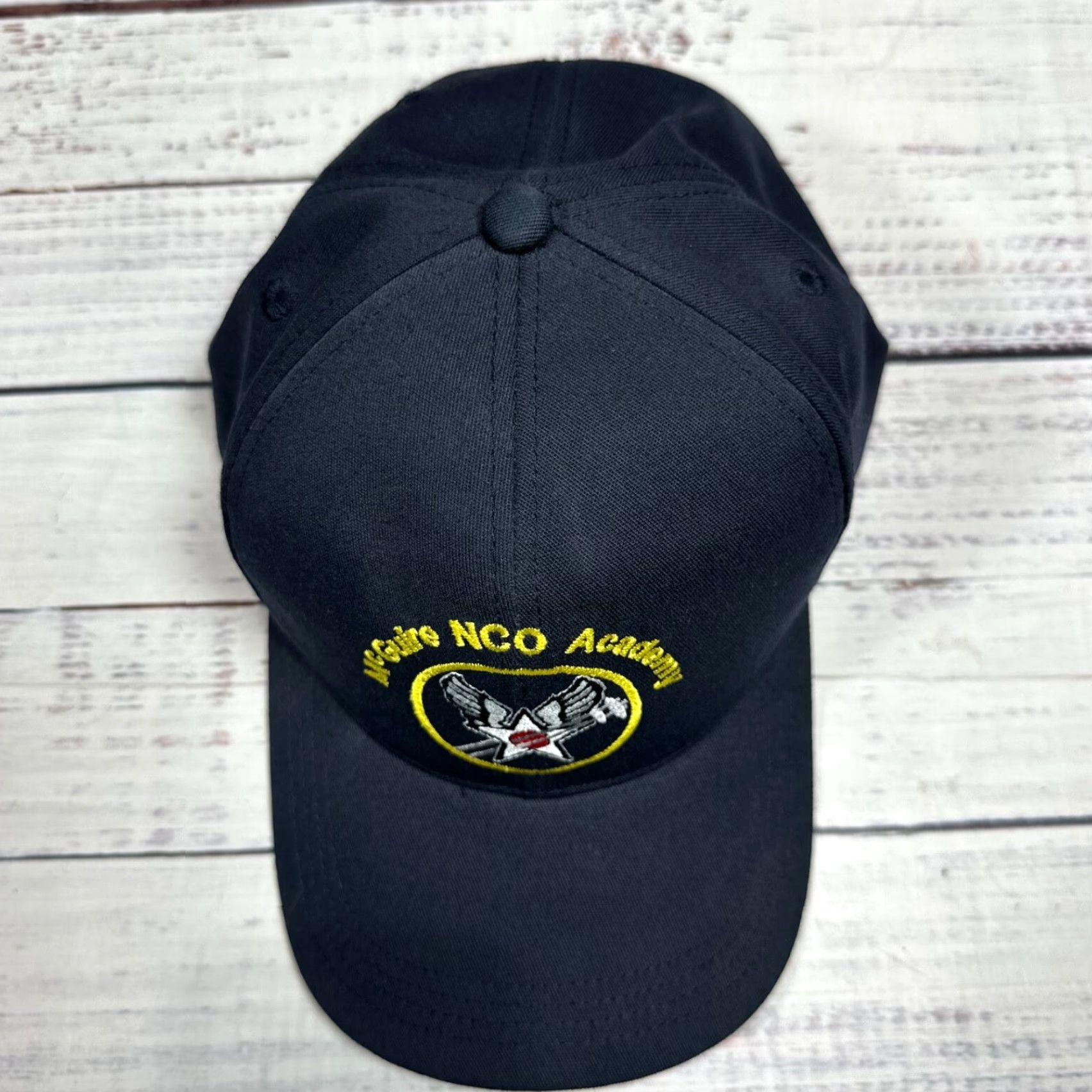 Vintage Vtg USAF McGuire NCO Academy Black Ball Cap Adjustable Baseball Hat Mens One Size Black Cap Size ONE SIZE - 3 Thumbnail