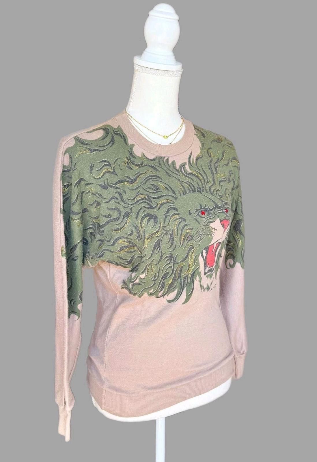 The Unbranded Brand 80s Rare Bengy West Lion Graphic Print Sweatshirt W/Stones Size ONE SIZE - 2 Thumbnail