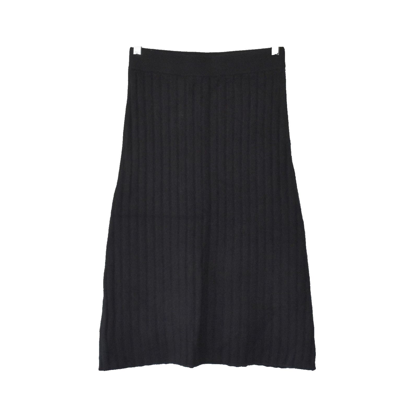 Quince QUINCE 100% Mongolian Cashmere Black Ribbed Midi Skirt Sz M Size 27" / US 4 / IT 40 - 2 Thumbnail
