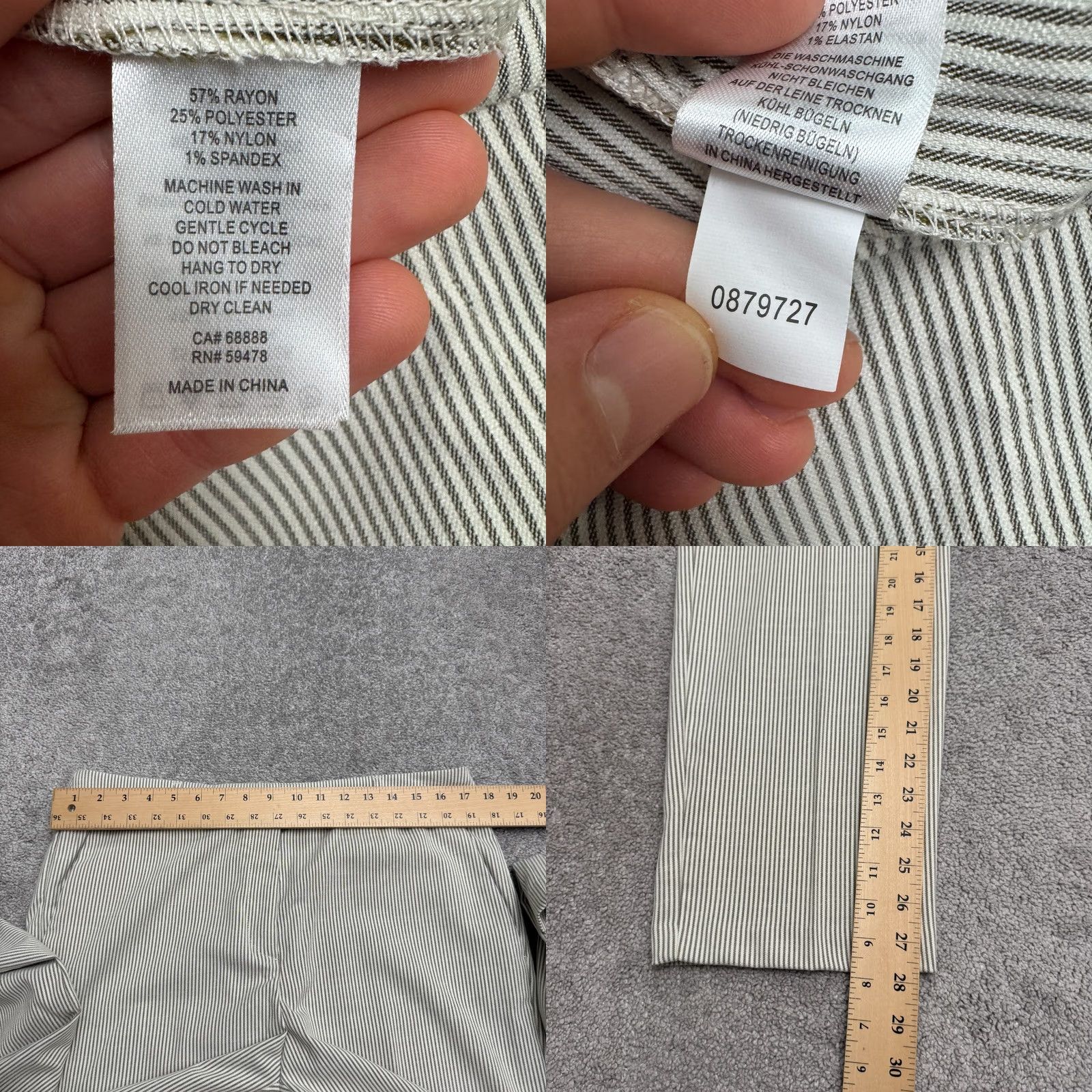 Joie Joie Pinstriped Slim Straight Trouser Pants Women 12 White Gray High Rise Career Size 34" / US 12 / IT 48 - 8 Thumbnail