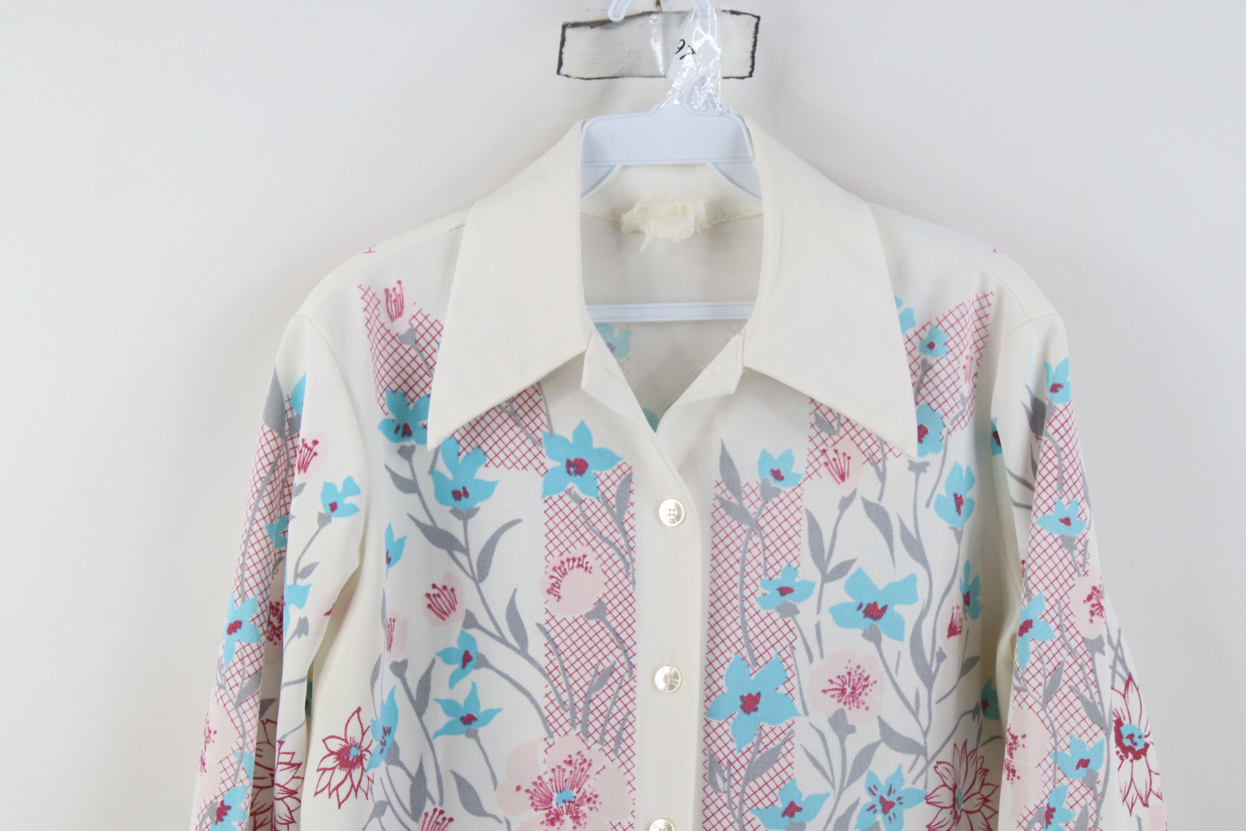 Vintage Vintage 60s 70s Mid Century Modern Collar Button Shirt Size L / US 10 / IT 46 - 2 Thumbnail